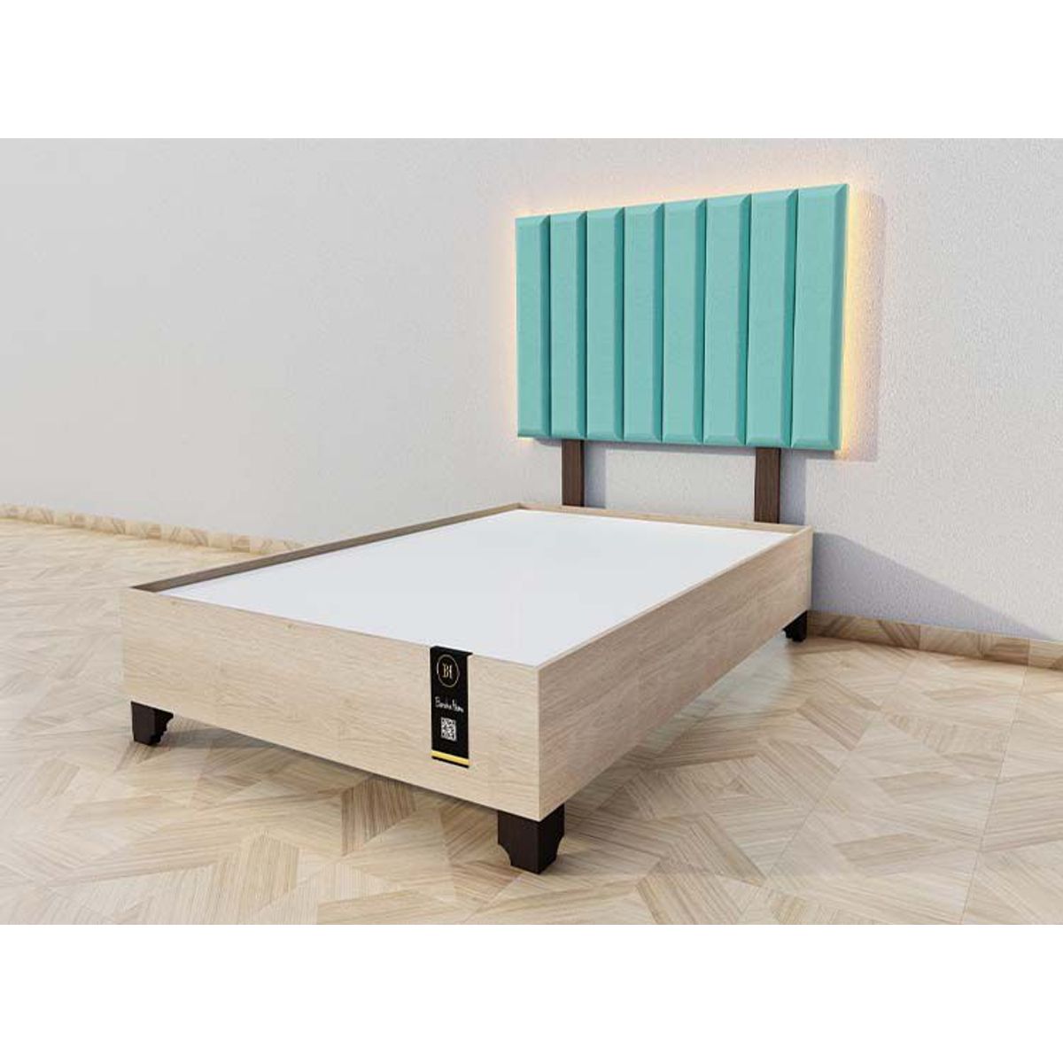 BARAKA HOME - Dormitorio Enns + Cabecera Led Córdoba 1.5 plz - Jade y Damasco
