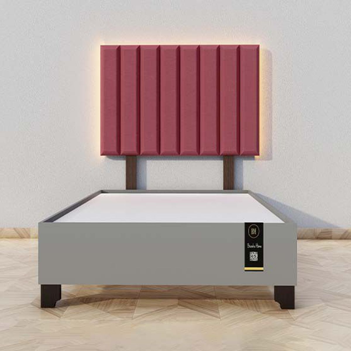 BARAKA HOME - Dormitorio Enns + Cabecera Led Córdoba 1.5 plz - Vino y Gris Grafito