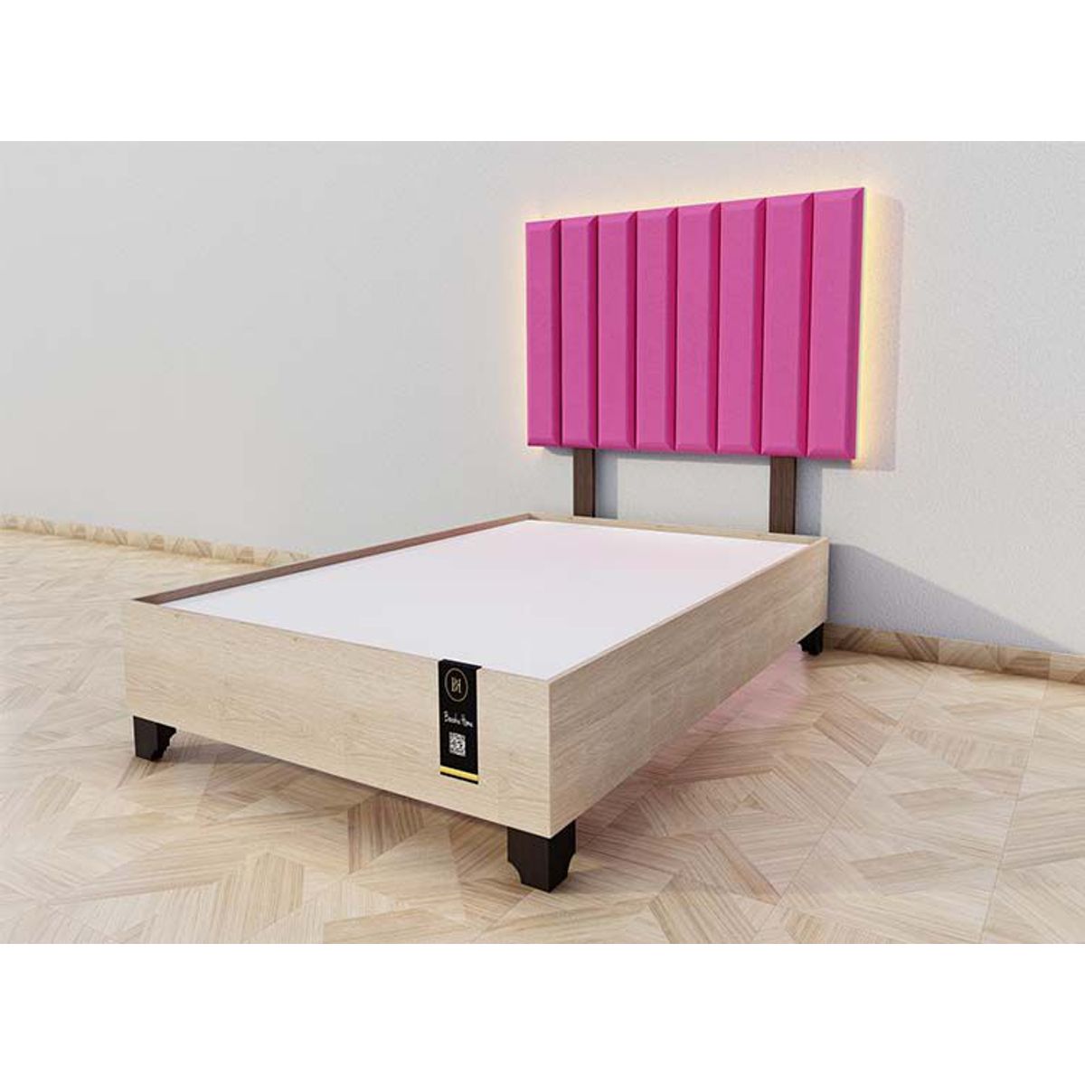 BARAKA HOME - Dormitorio Enns + Cabecera Led Córdoba 2 plz - Fucsia y Damasco