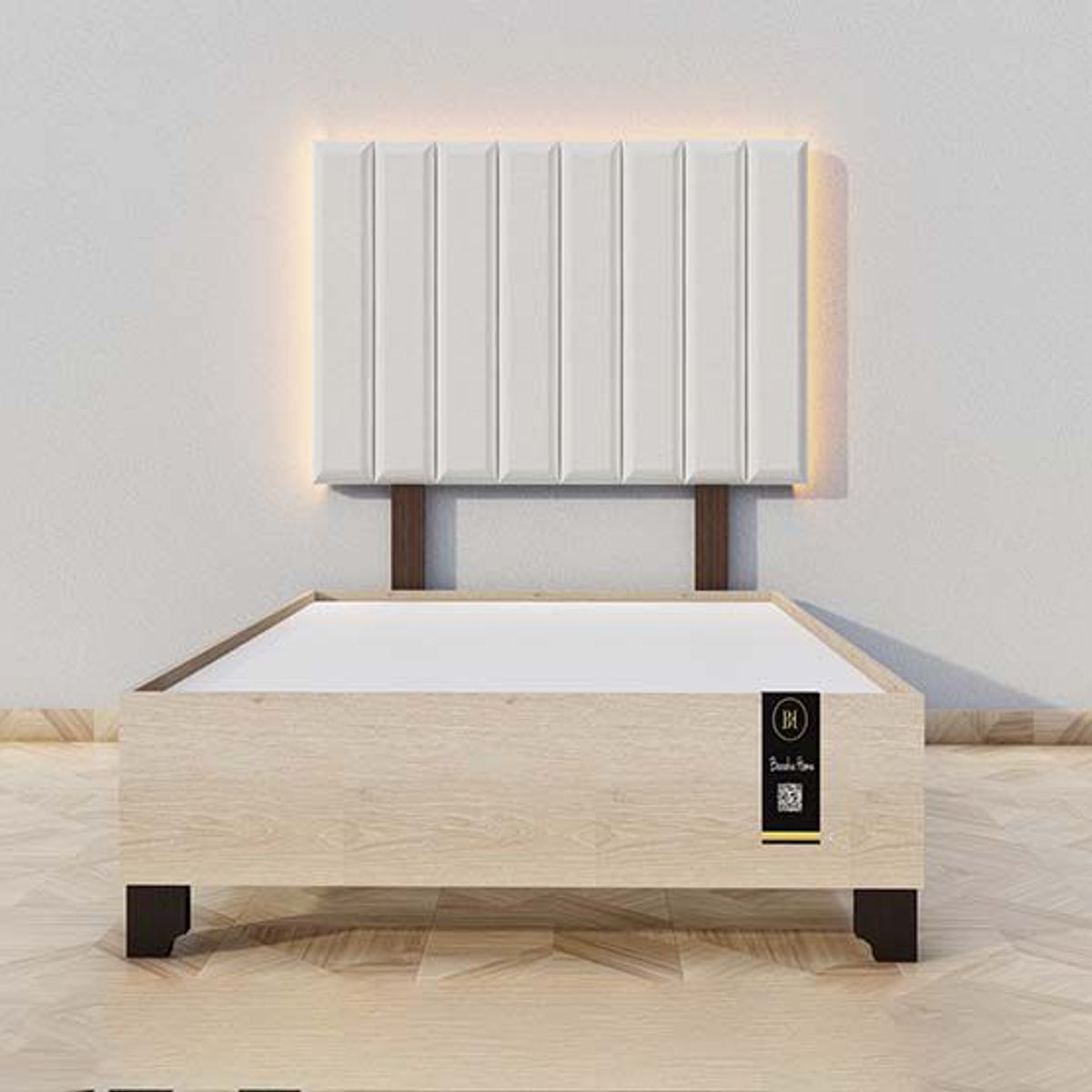 BARAKA HOME - Dormitorio Enns + Cabecera Led Córdoba 2 plz - Beige Claro y Damasco