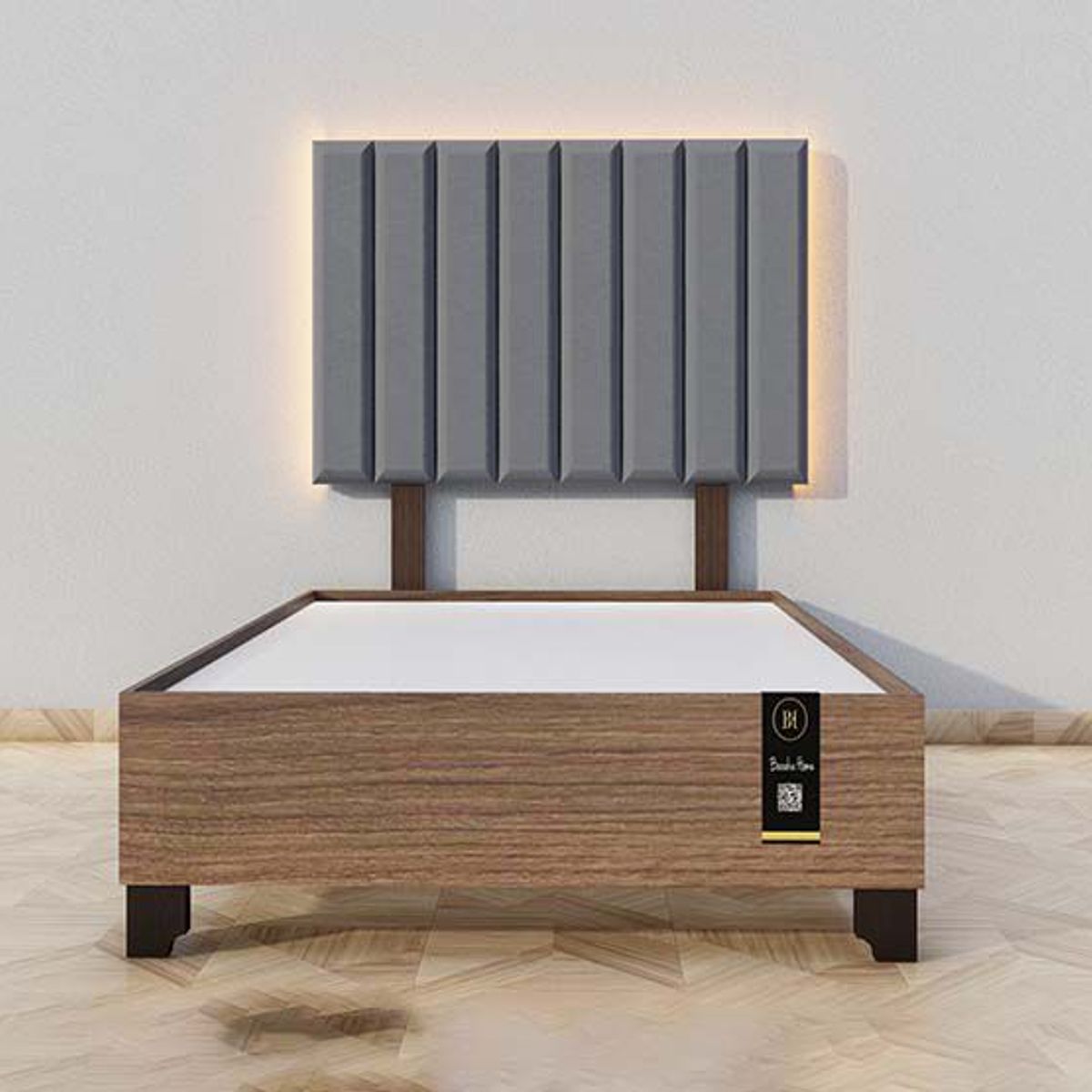 BARAKA HOME - Dormitorio Enns + Cabecera Led Córdoba 2 plz - Gis Oscuro y Catania