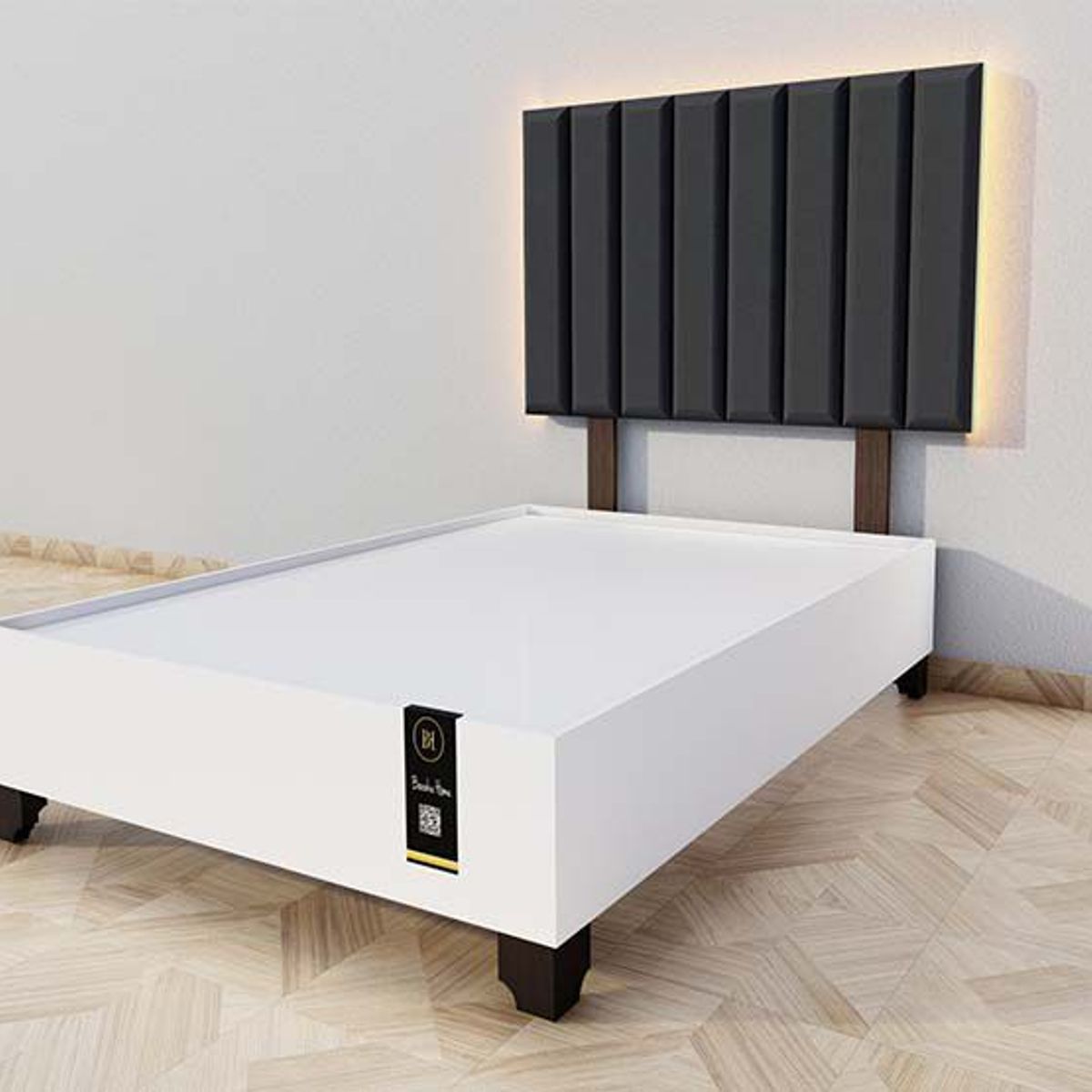 BARAKA HOME - Dormitorio Enns + Cabecera Led Córdoba 2 plz - Negro y Blanco