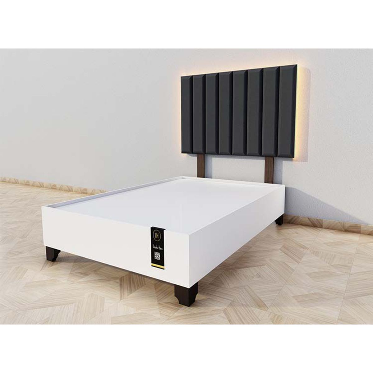 BARAKA HOME - Dormitorio Enns + Cabecera Led Córdoba 2 plz - Negro y Blanco