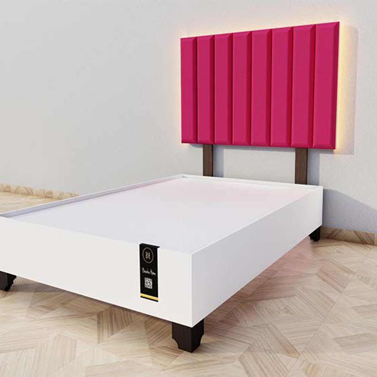 BARAKA HOME - Dormitorio Enns + Cabecera Led Córdoba 1.5 plz - Rojo y Blanco