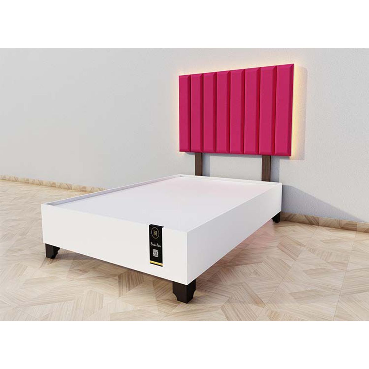 BARAKA HOME - Dormitorio Enns + Cabecera Led Córdoba 1.5 plz - Rojo y Blanco