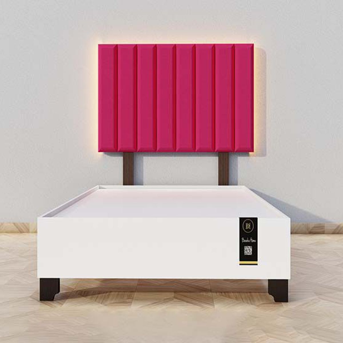 BARAKA HOME - Dormitorio Enns + Cabecera Led Córdoba 1.5 plz - Rojo y Blanco