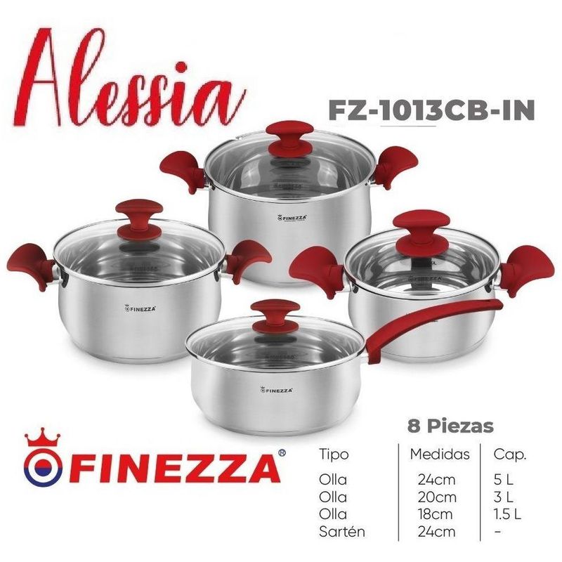 FINEZZA - Ollas Acero Inoxidable 1810 Finezza 8Pc FZ-1013CB