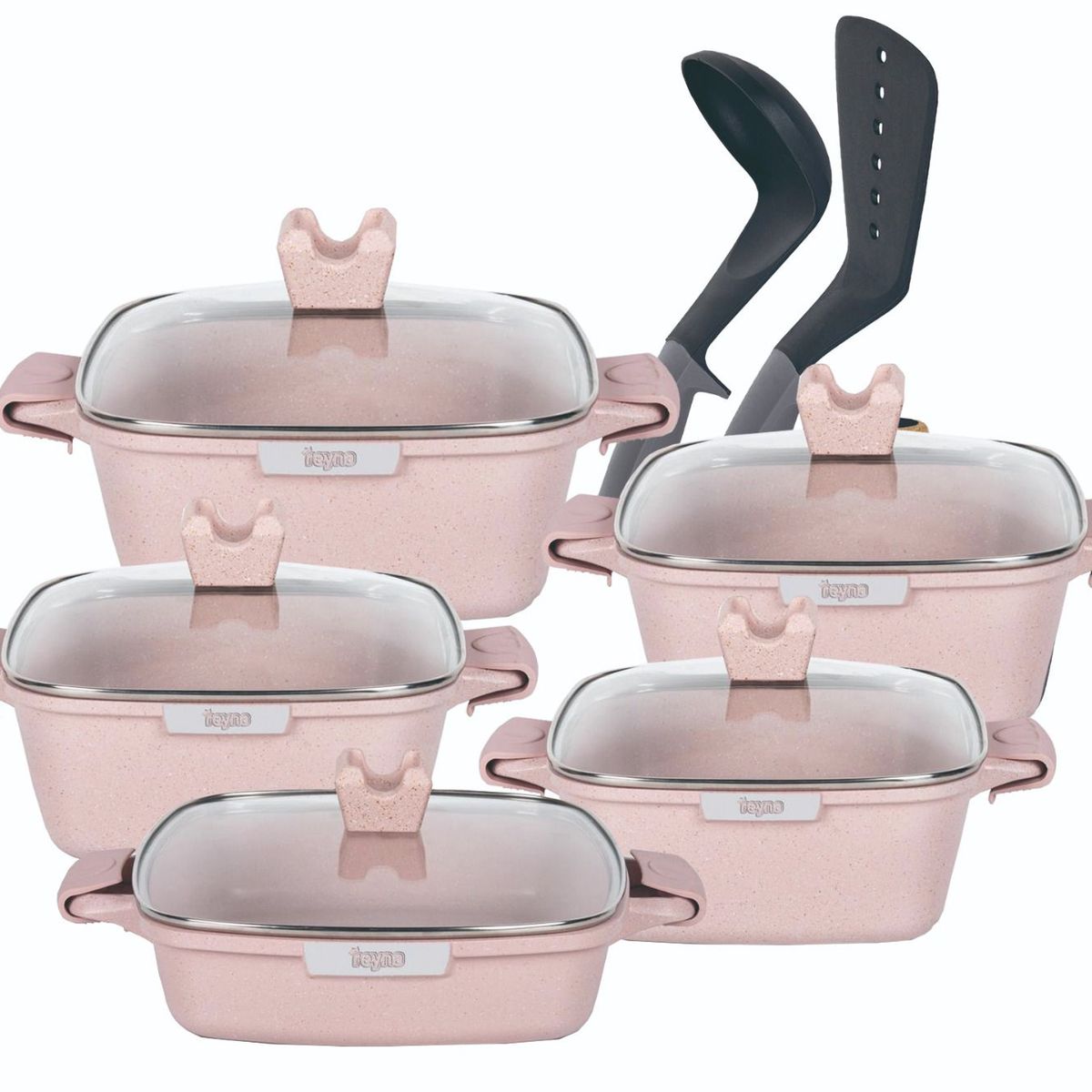 Reyna - Juego de ollas antiadherentes Petra Box 12pz Rosa