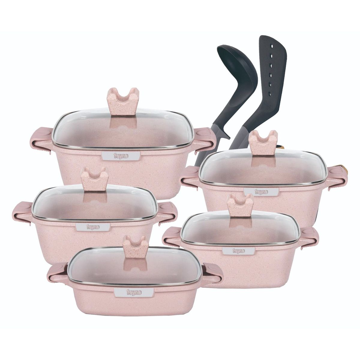 Reyna - Juego de ollas antiadherentes Petra Box 12pz Rosa