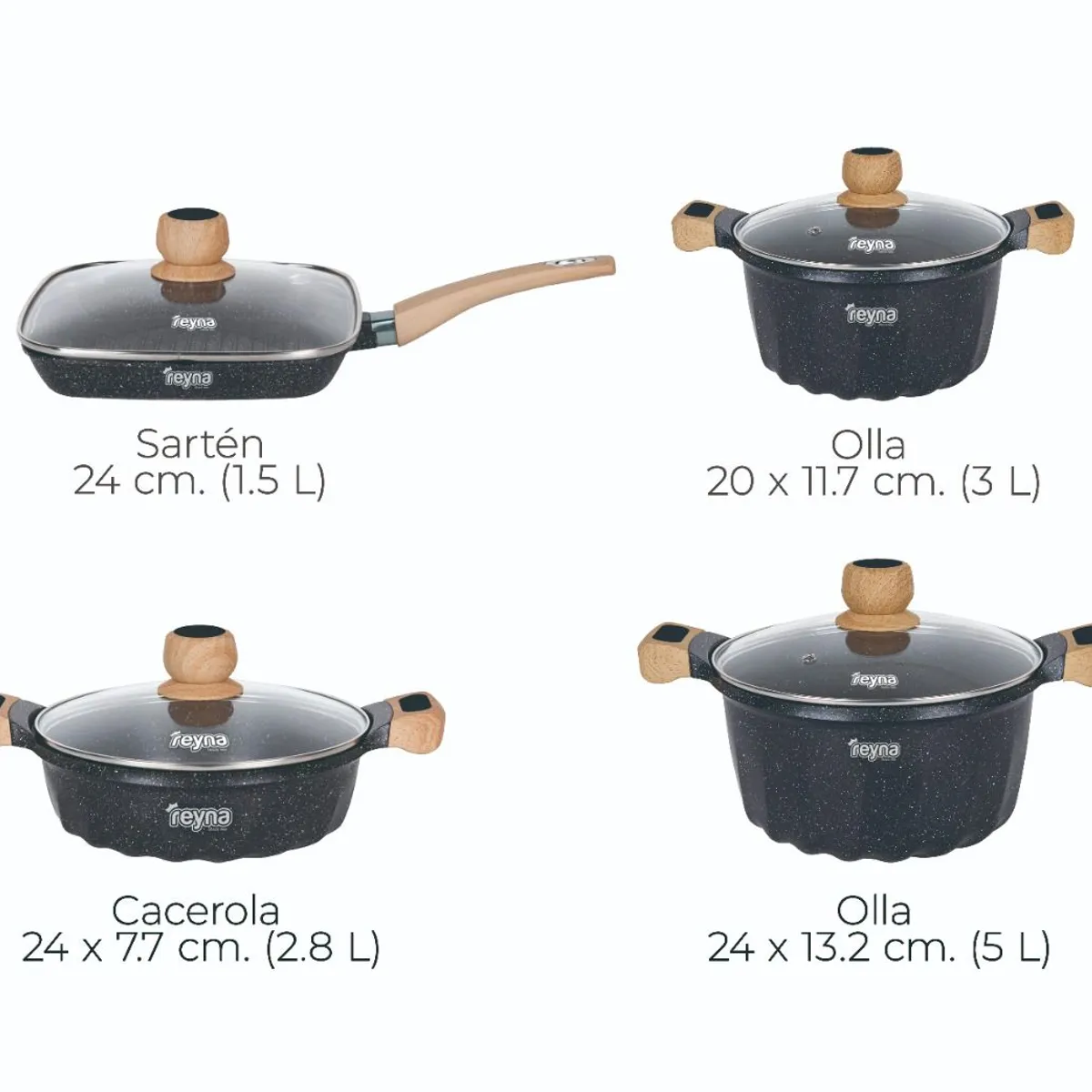 Reyna - Juego de ollas antiadherentes Petra 10pz Rojo