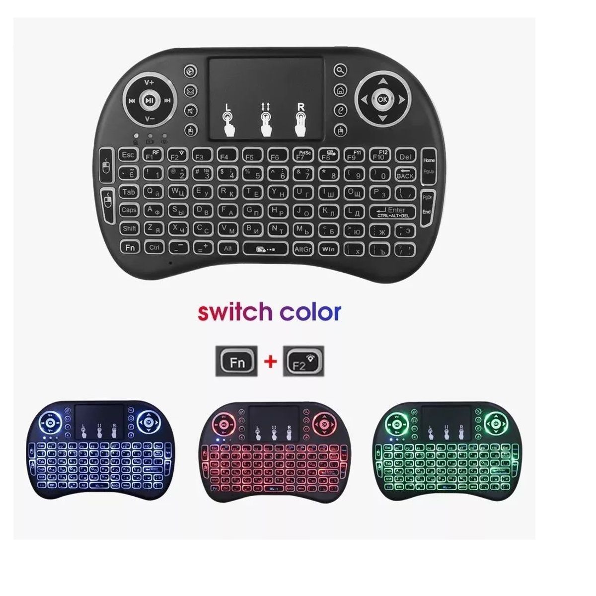 GENERICO - Mini Teclado Iluminado Inalámbrico para smart tv  tv box