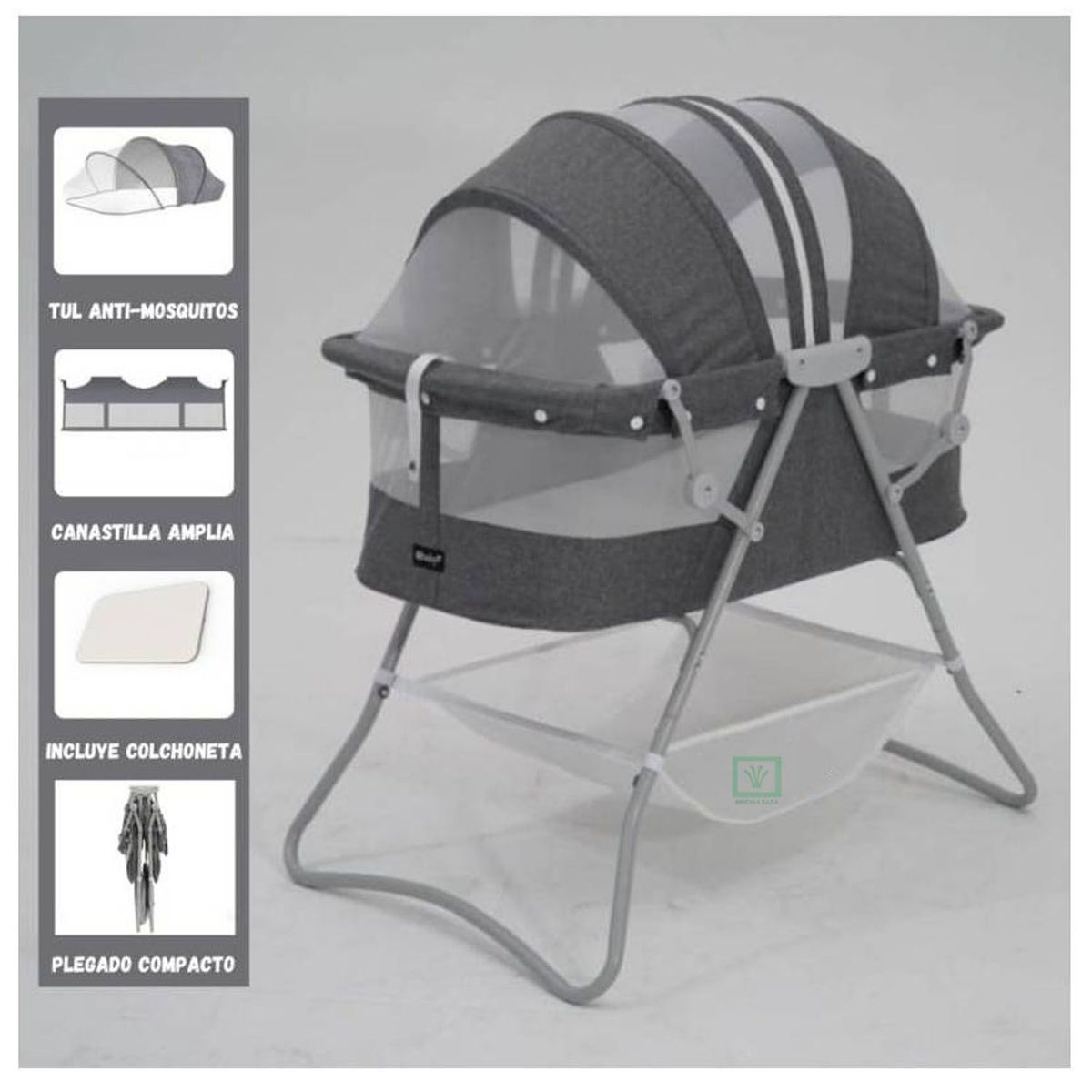 EBABY - Cuna Portátil Plegable Para Bebé »DOLLY» GREY