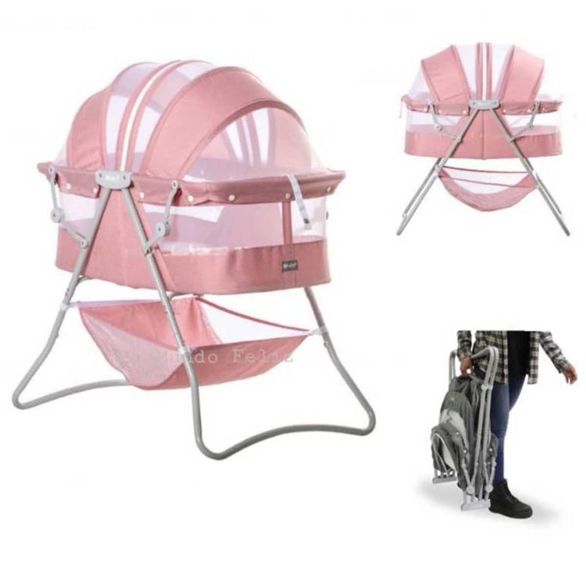 EBABY - Cuna Portátil Plegable Para Bebé »DOLLY» PINK