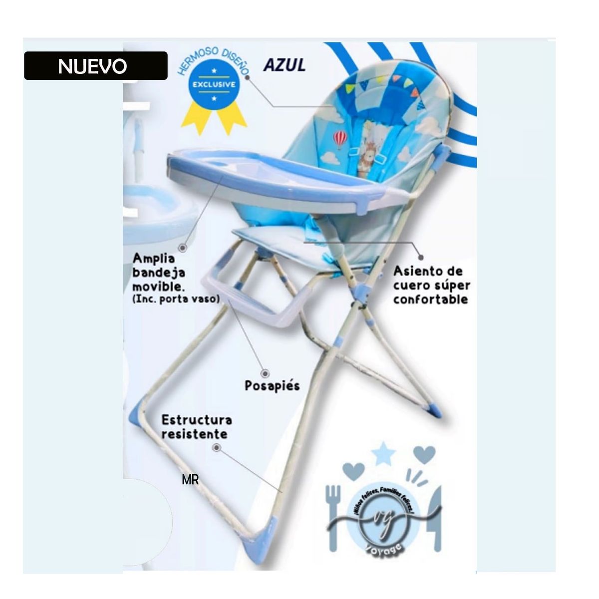 VOYAGE - Silla de Comer Voyage con 5 Puntos de Arnés Carros Azul