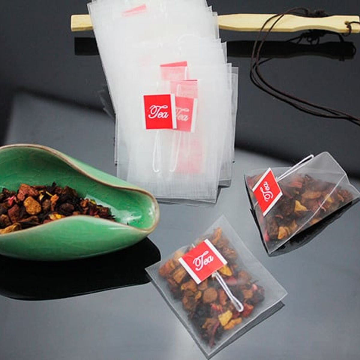 LA SEMILLITA PERUANA - 50 Filtrante nylon "Pirámide" etiqueta Tea 6.4x8m