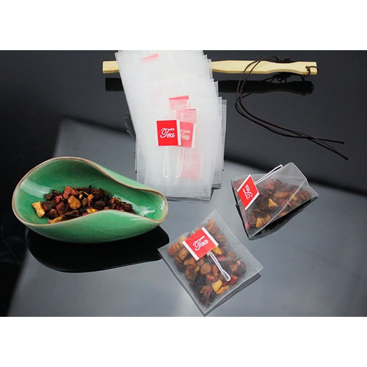 LA SEMILLITA PERUANA - 50 Filtrante nylon "Pirámide" etiqueta Tea 6.4x8m