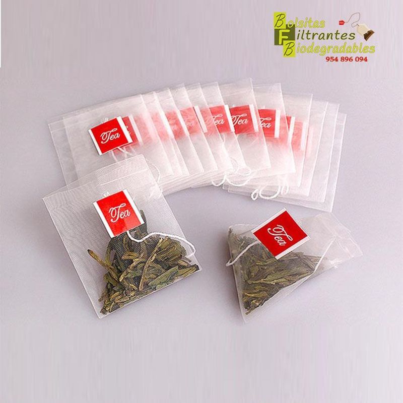 LA SEMILLITA PERUANA - 1000 Filtrante nylon "Pirámide" etiqueta Tea 5.7x7cm