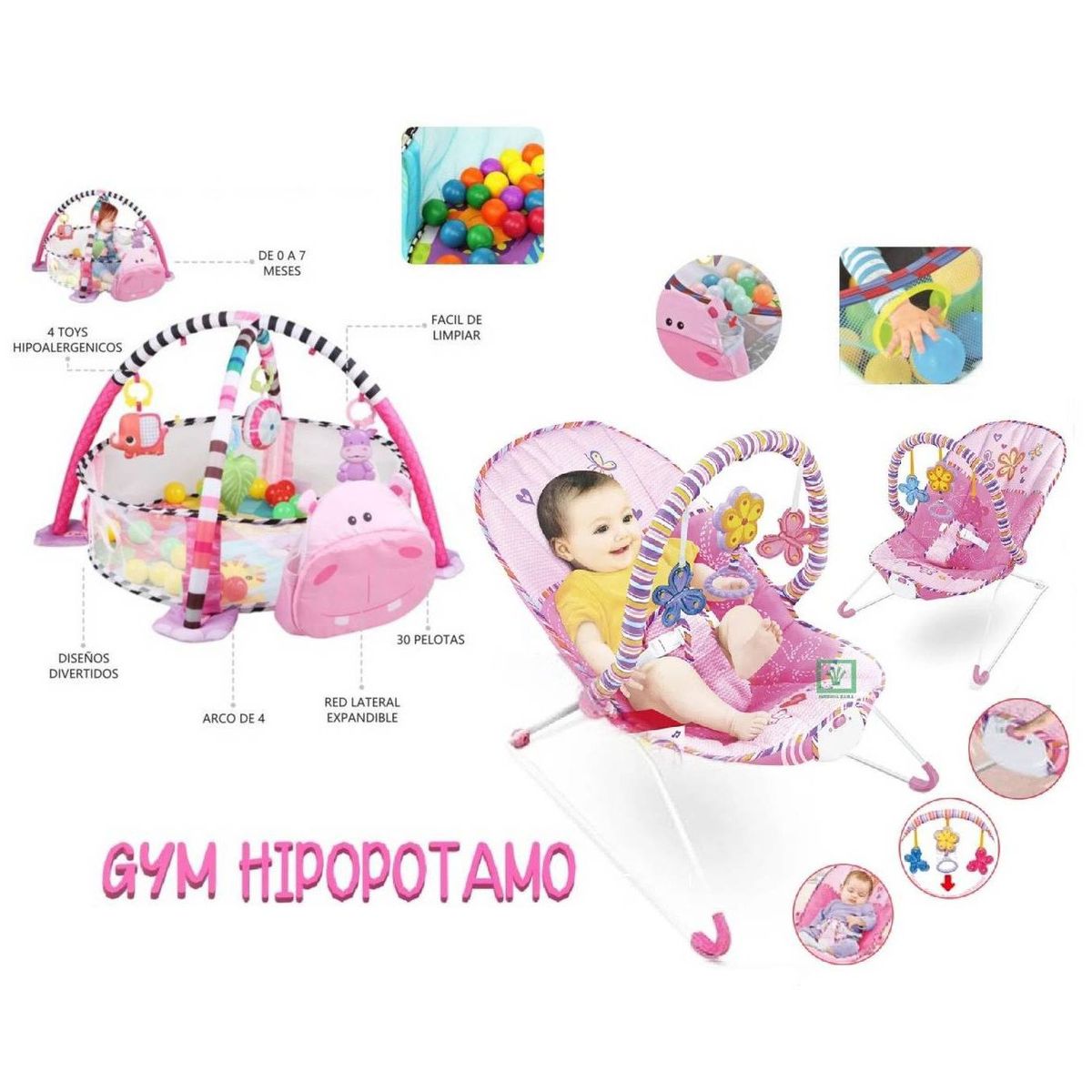 IDEAL - Combo Gym Didáctico Pelotas Ideal y Silla Mecedora Vibradora