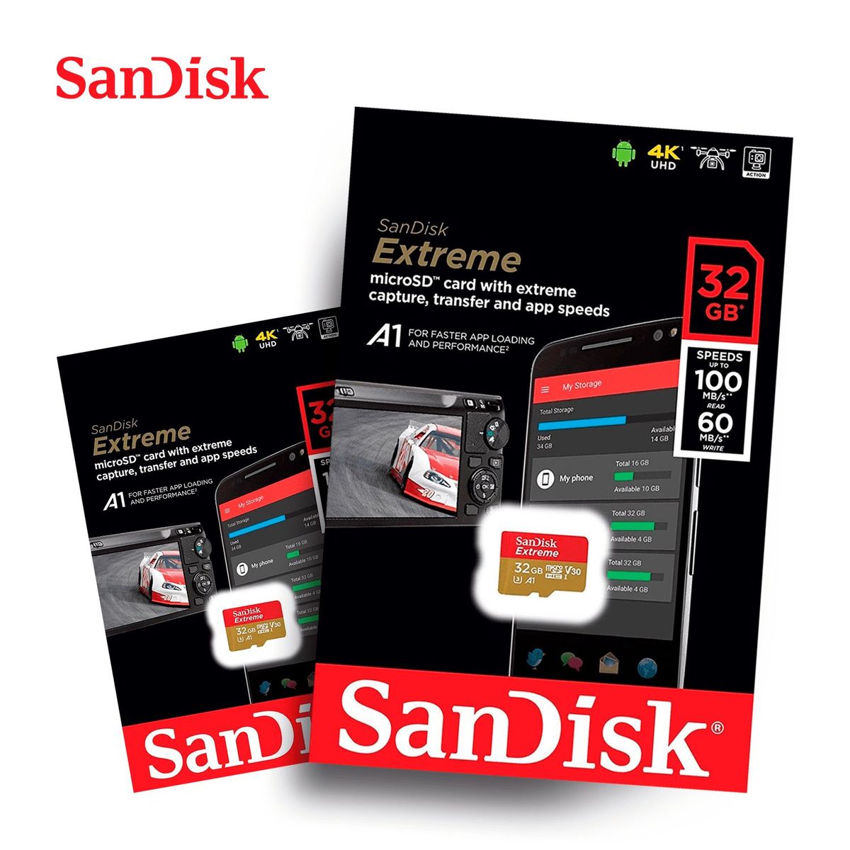 SANDISK - Sandisk Memoria Micro SD Extreme 32GB UHS-I U3 A1 100mbps