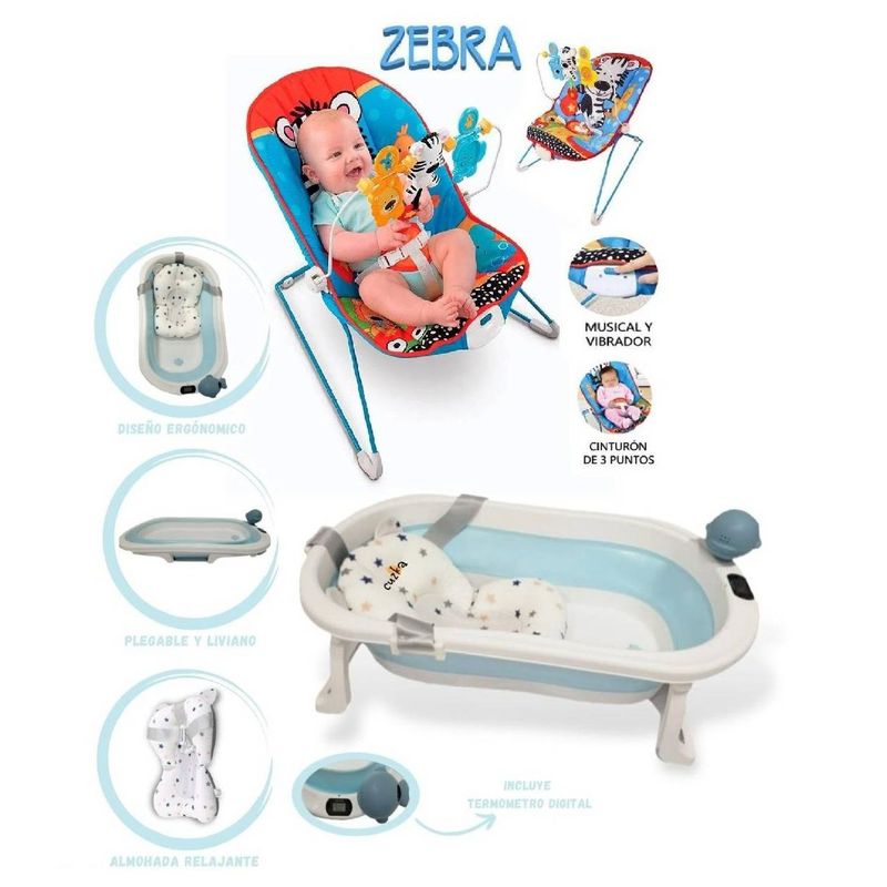 IDEAL - Tina Jelly Termómetro y Silla Mcedora Musical Vibrador Zebra