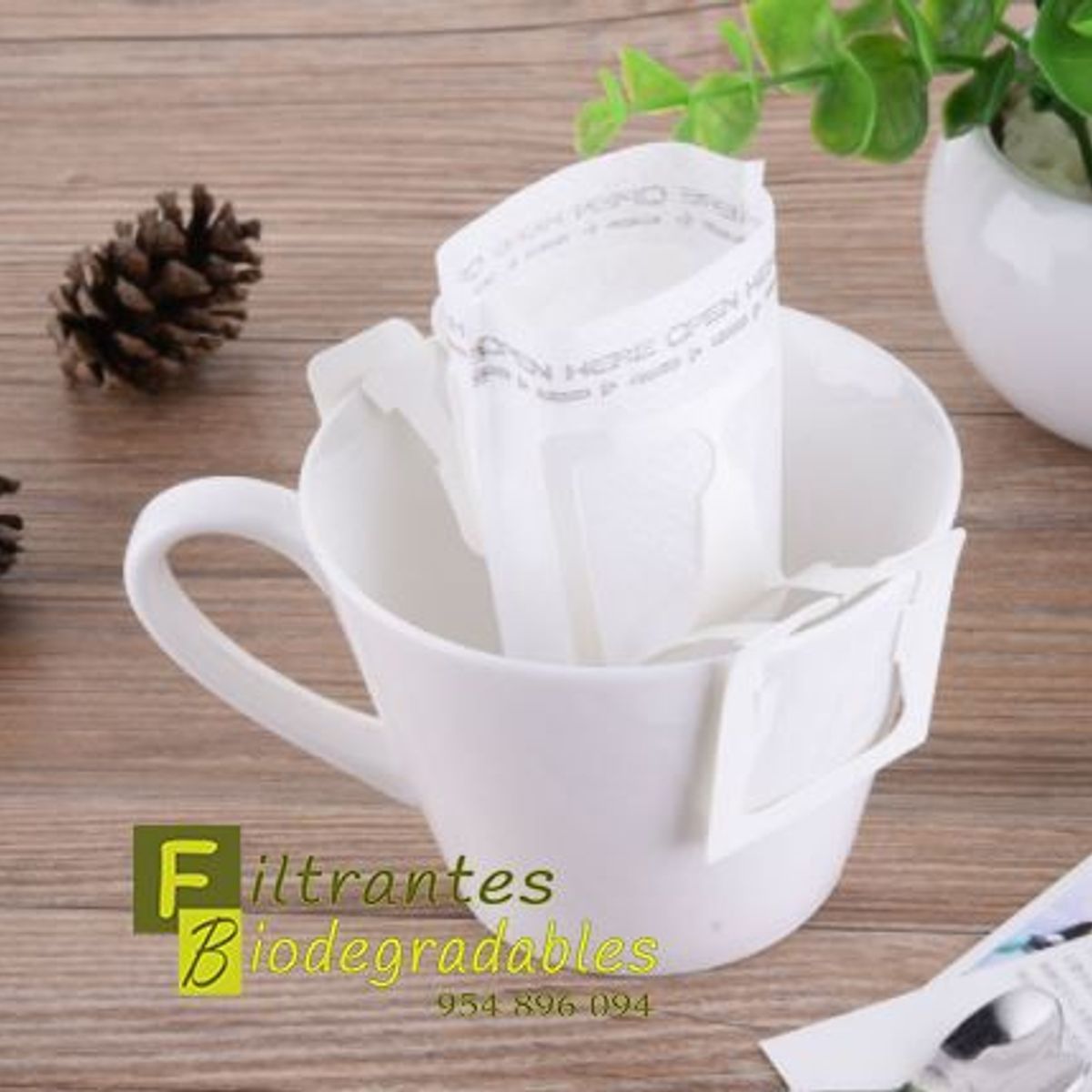 LA SEMILLITA PERUANA - 50 Filtrante con asa kraft para café, tipo expresso 7.5x10cm