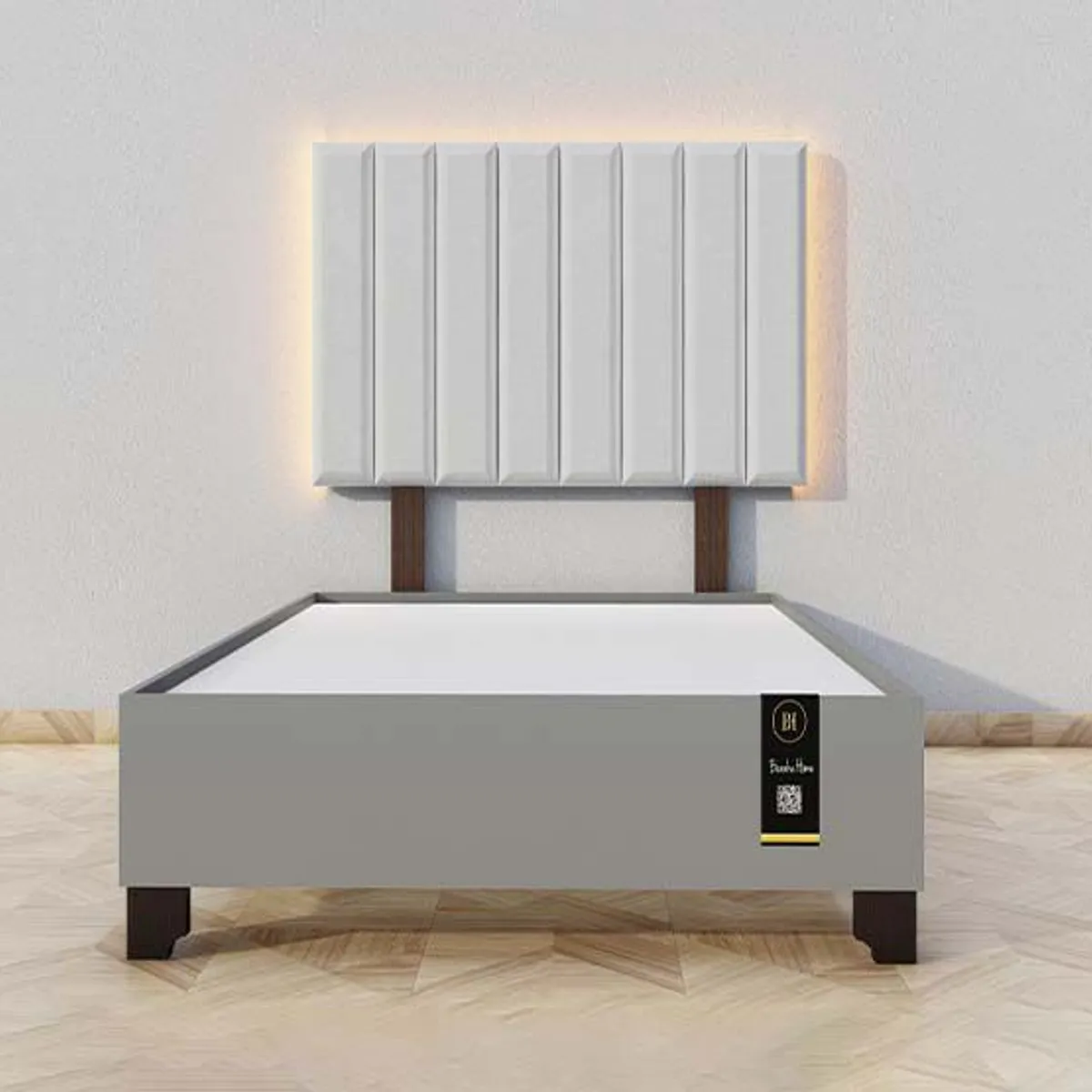 BARAKA HOME - Dormitorio Enns + Cabecera Led Córdoba 2 plz - Gris Claro y Gris Grafito