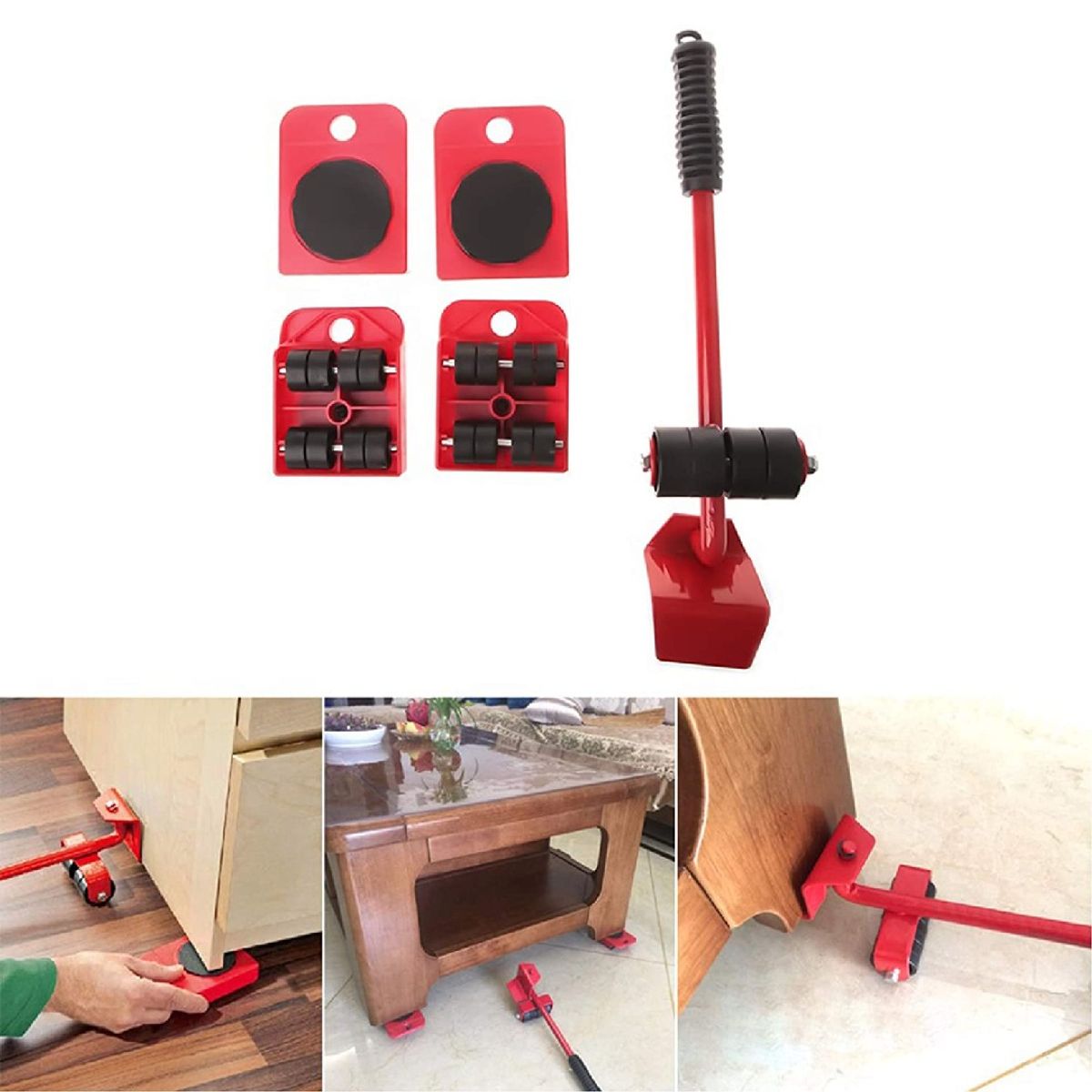 GENERICO - Kit de Ruedas para Mover Muebles Para Transportar Muebles Rojo