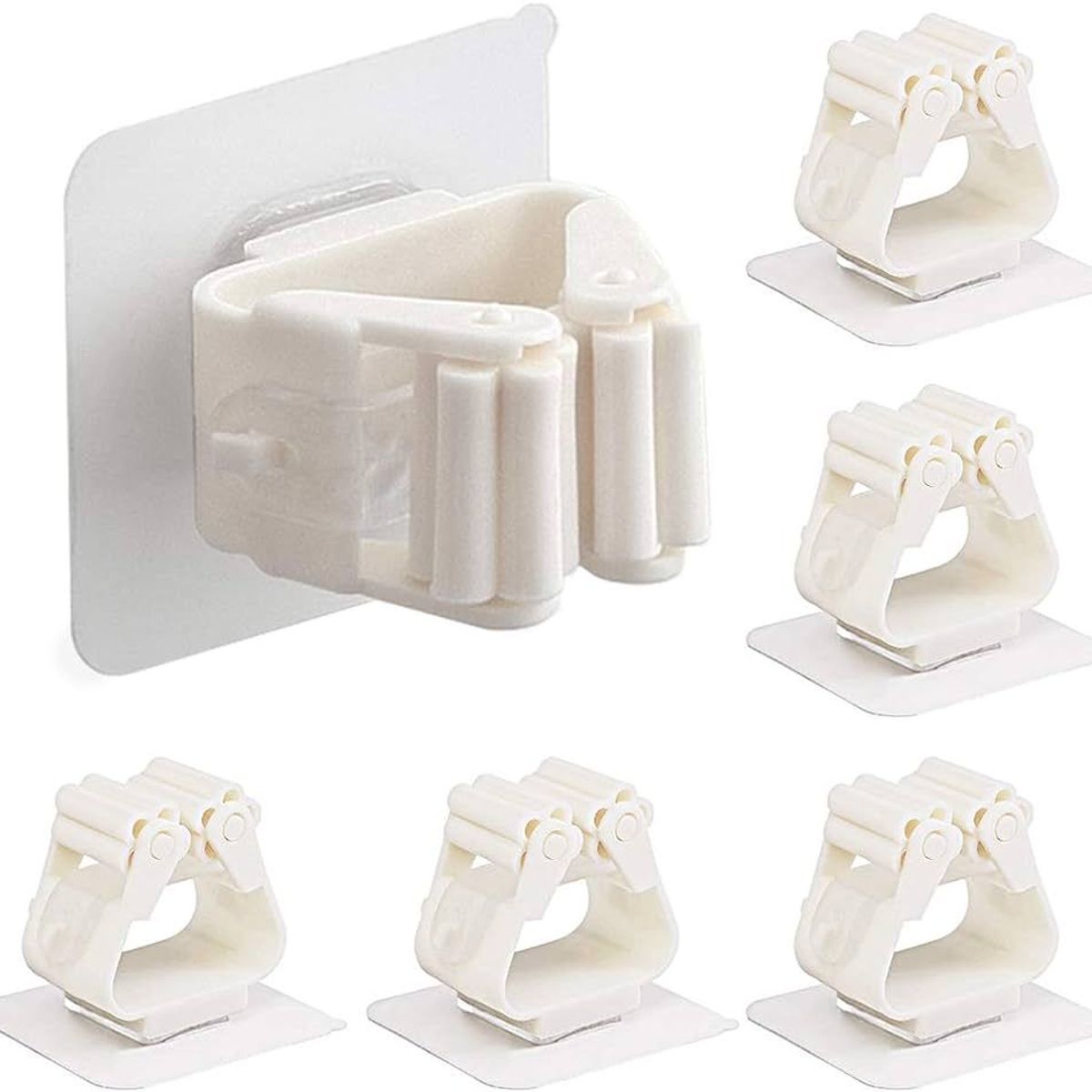 GENERICO - Organizador soporte sujetador de escoba y trapeador adhesivo