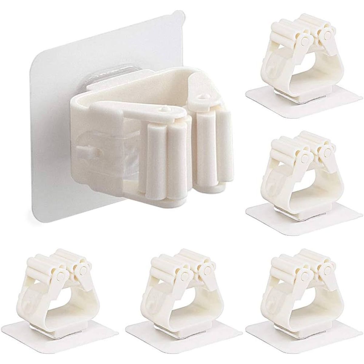 GENERICO - Organizador soporte sujetador de escoba y trapeador adhesivo