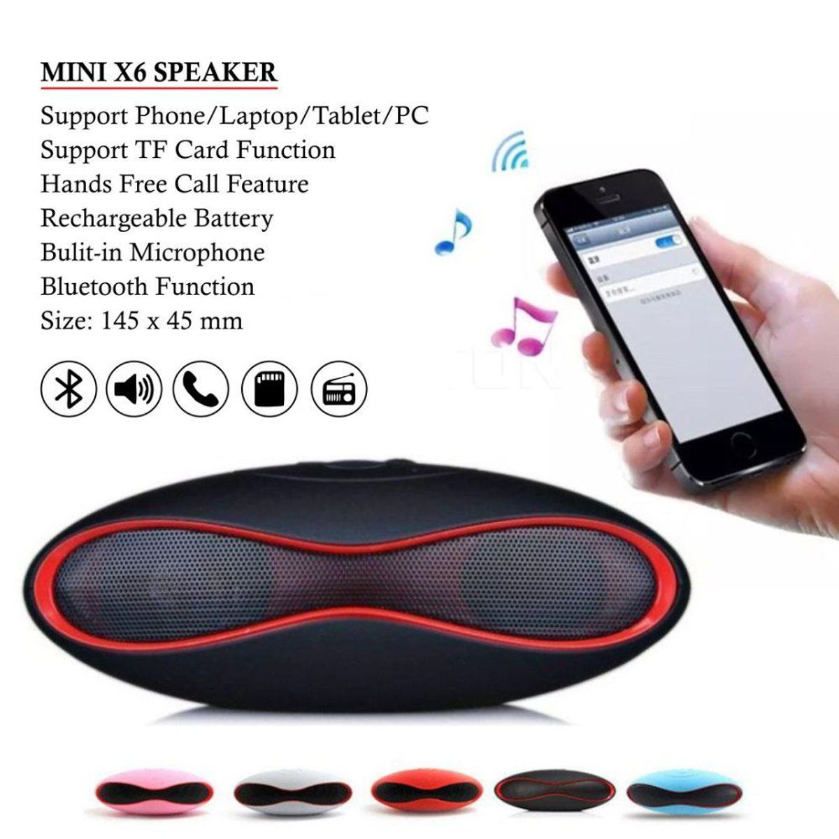 GENERICO - Mini-X6U Portable Wireless Bluetooth