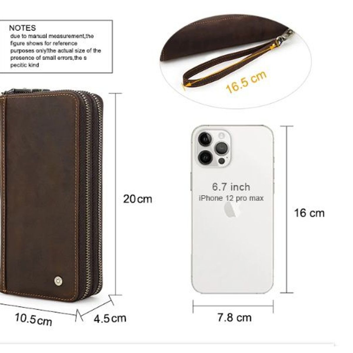 CONTACTS - Cartera Billetera de Mano de Cuero Genuino Contacts Marron