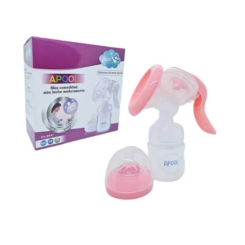 GENERICO - Extractor de Leche Manual 2 en 1 con Biberón Rosado