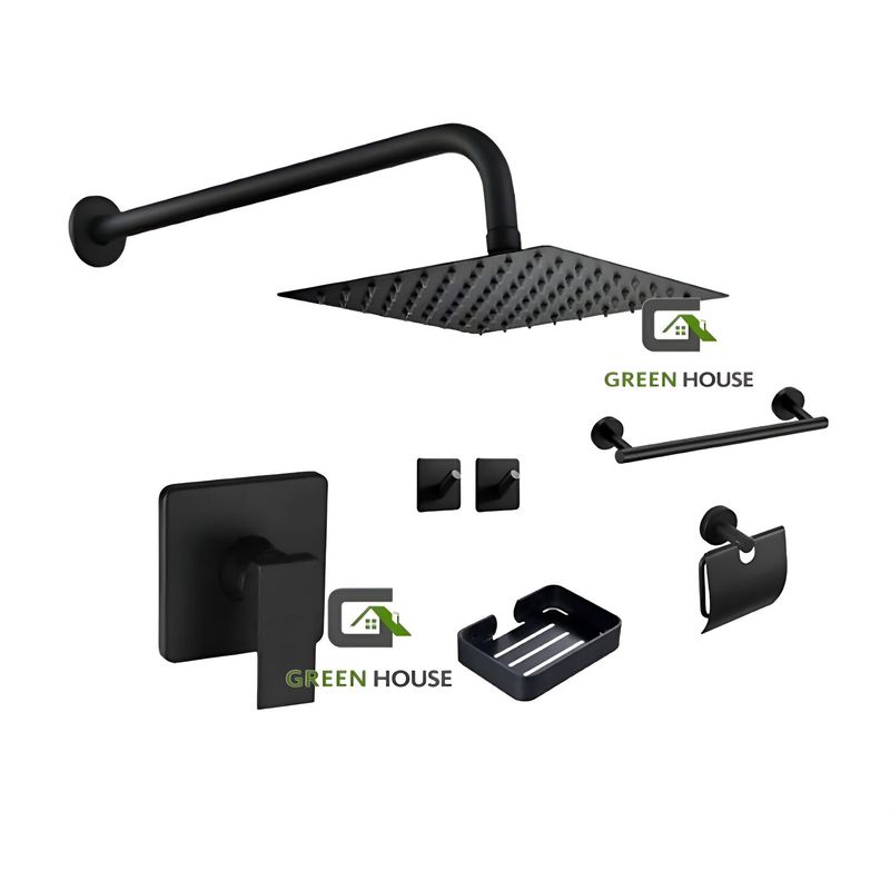 GREEN HOUSE - KIT MONOCOMANDO DE DUCHA CON SALIDA CUADRADA  ACCESORIOS DE BAÑO