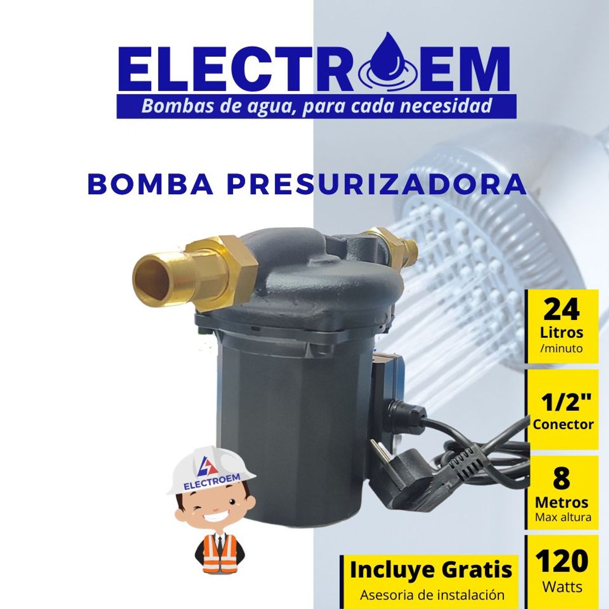 GENERICO - BOMBA SILENCIOSA PRESURIZADORA PARA DUCHA , THERMA  Y LAVADORA.