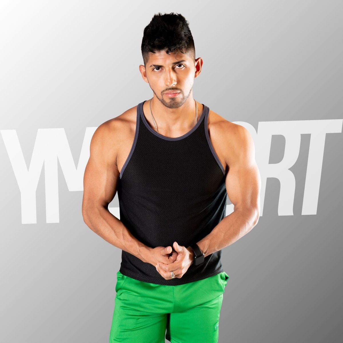 YML SPORT - BVD Malla Entrenamiento Hombre - BVD GYM Negro con Plomo - YML Sport