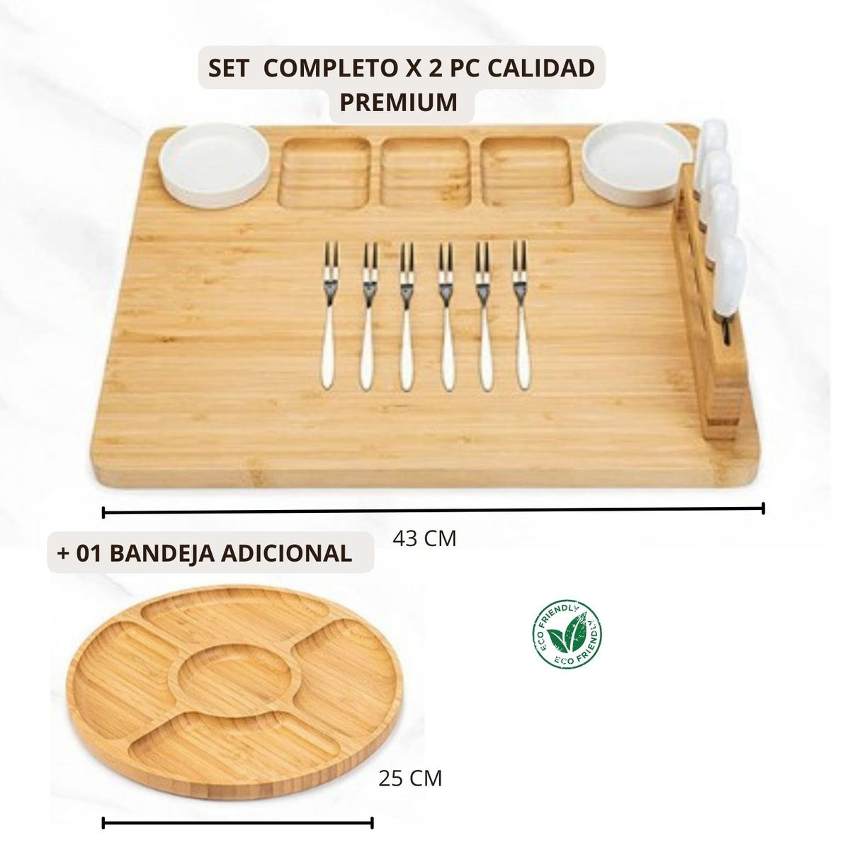 GENERICO - Set Premium de Tablas de Quesos & Charcuteria - 2 piezas