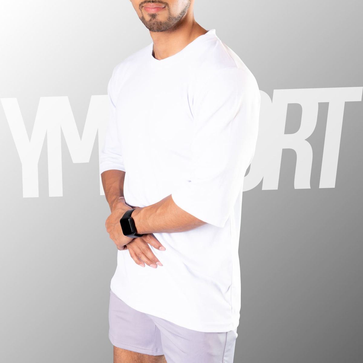 YML SPORT - Oversize Fitness Hombre - Polo Algodón Blanco - YML SPORT