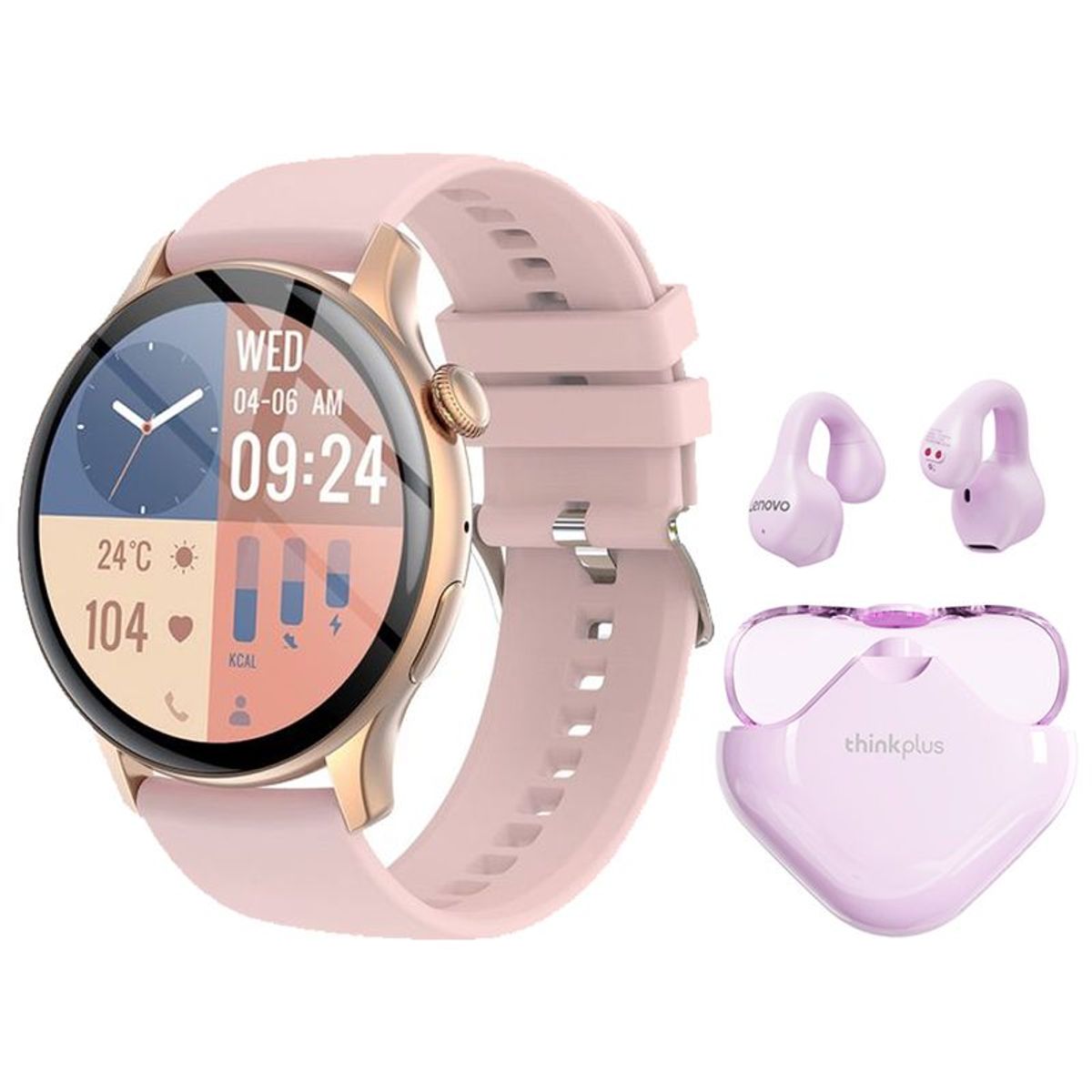 LENOVO - Toumi GT-H5 reloj inteligente y Audífonos Lenovo XT61-ROSA