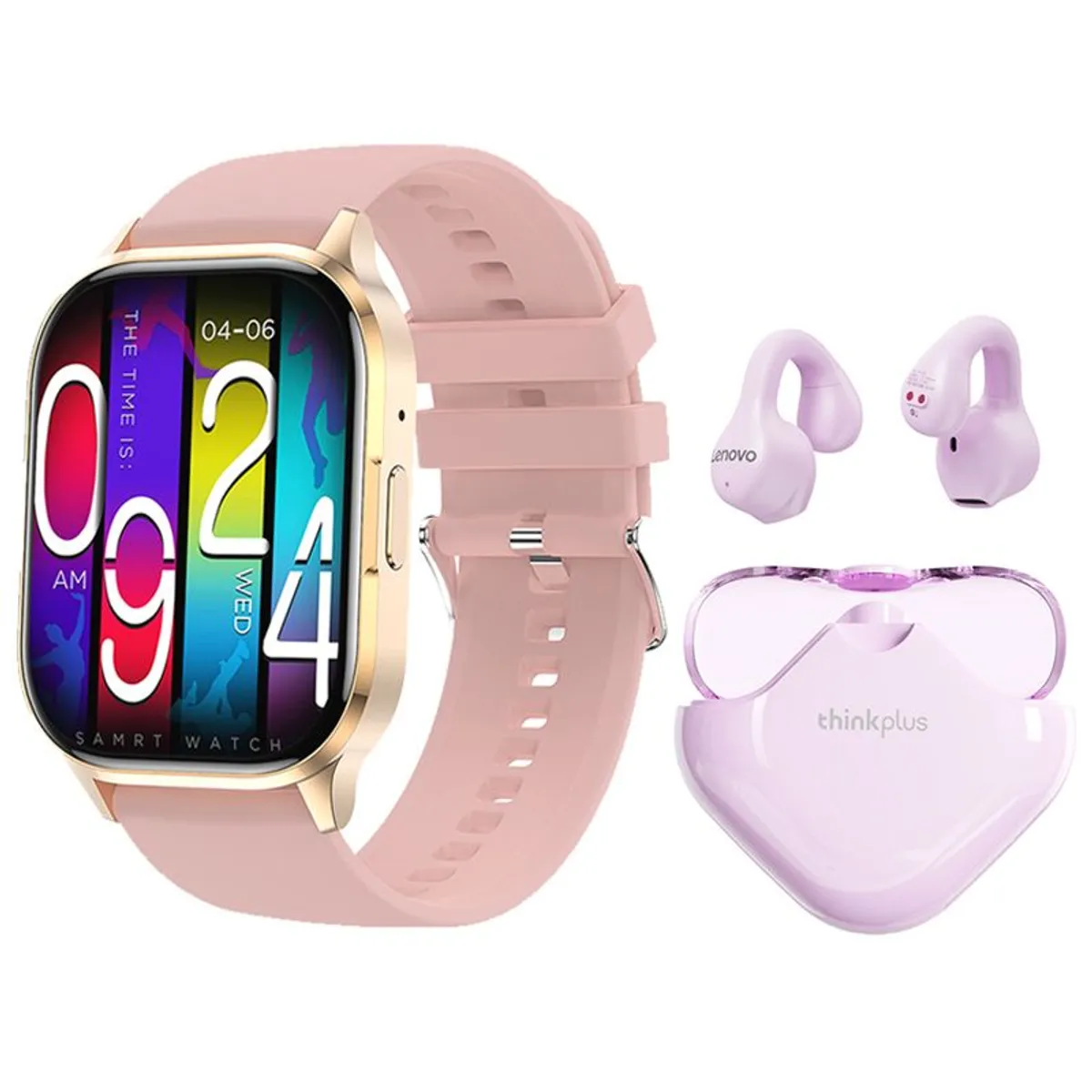 LENOVO - Toumi GT-W reloj inteligente y Audífonos Lenovo XT61-ROSA