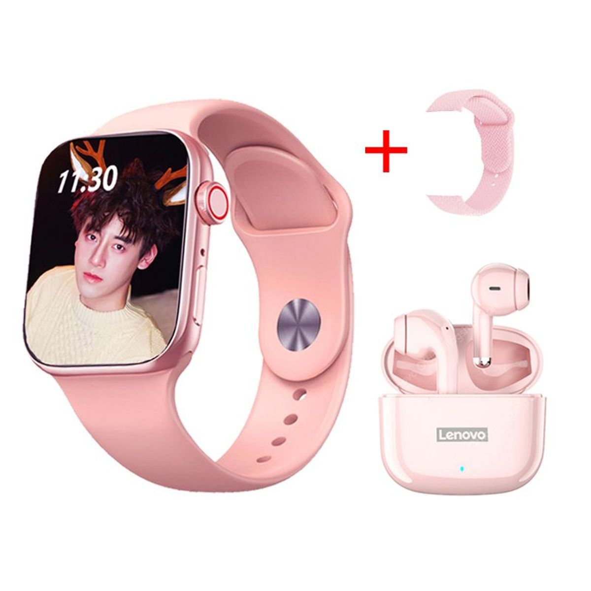 LENOVO - Audífonos Lenovo LP40 Pro-Rosa y Smartwatch GT-T2 PRO-P MAX 2.3 inch