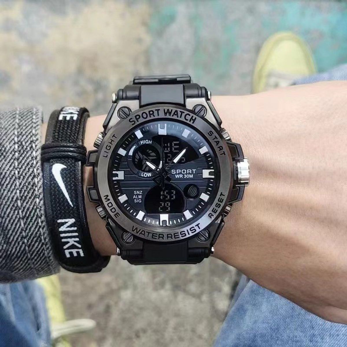 TOUMI - Toumi AMG reloj mecánico de gran dial impermeable-Negro