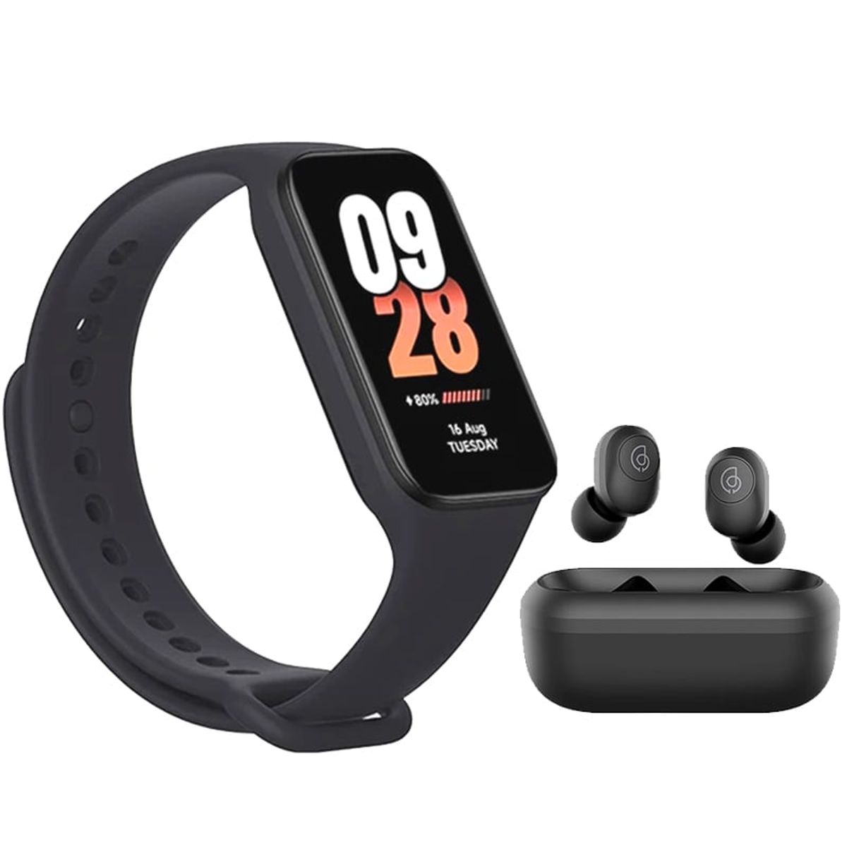 HAYLOU - Haylou GT2 Auriculares y Xiaomi Mi Band 8 Active-Negro