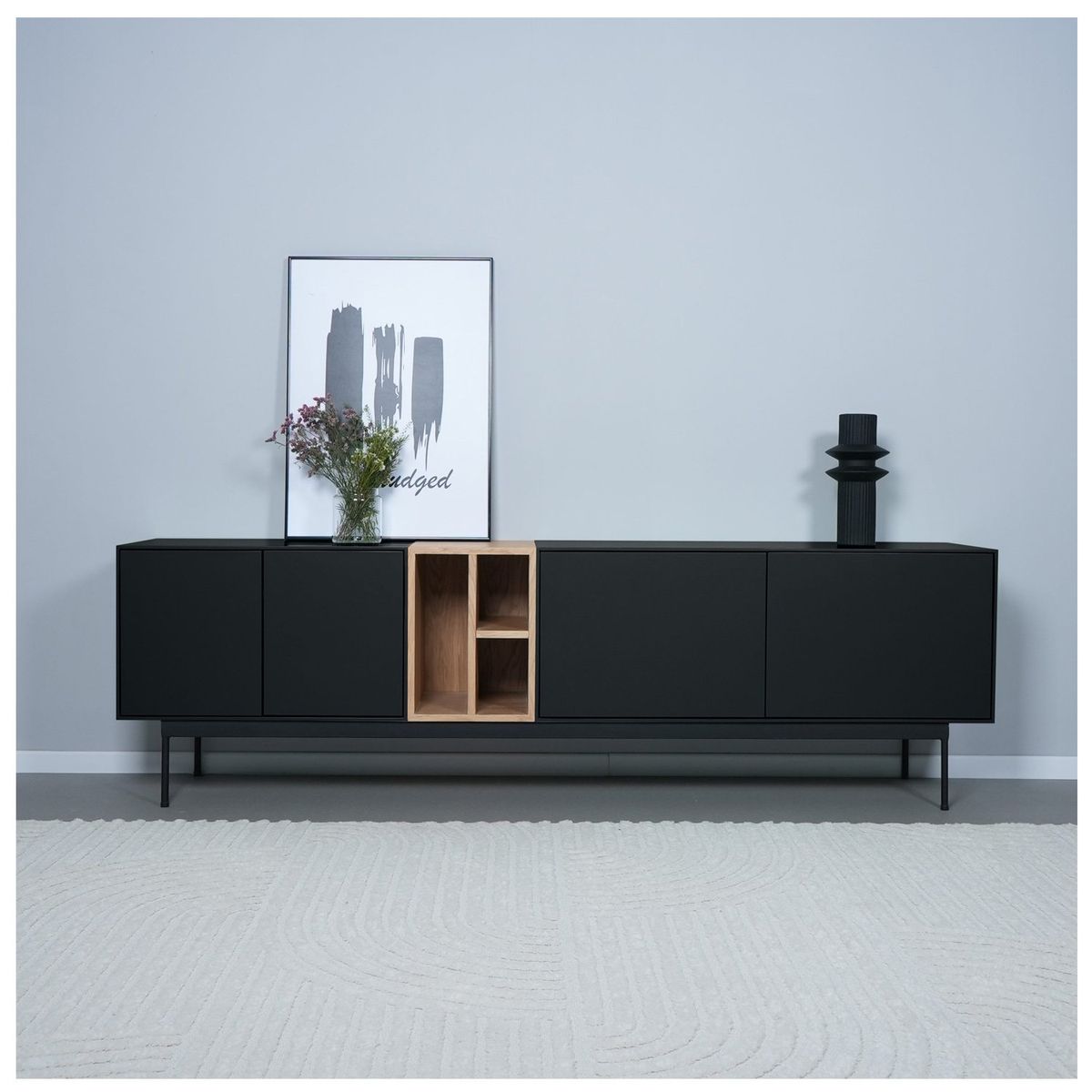 VENTITAS HOME - Mesa de Tv 85” Lucianné Ventitas Home Negro y Duna