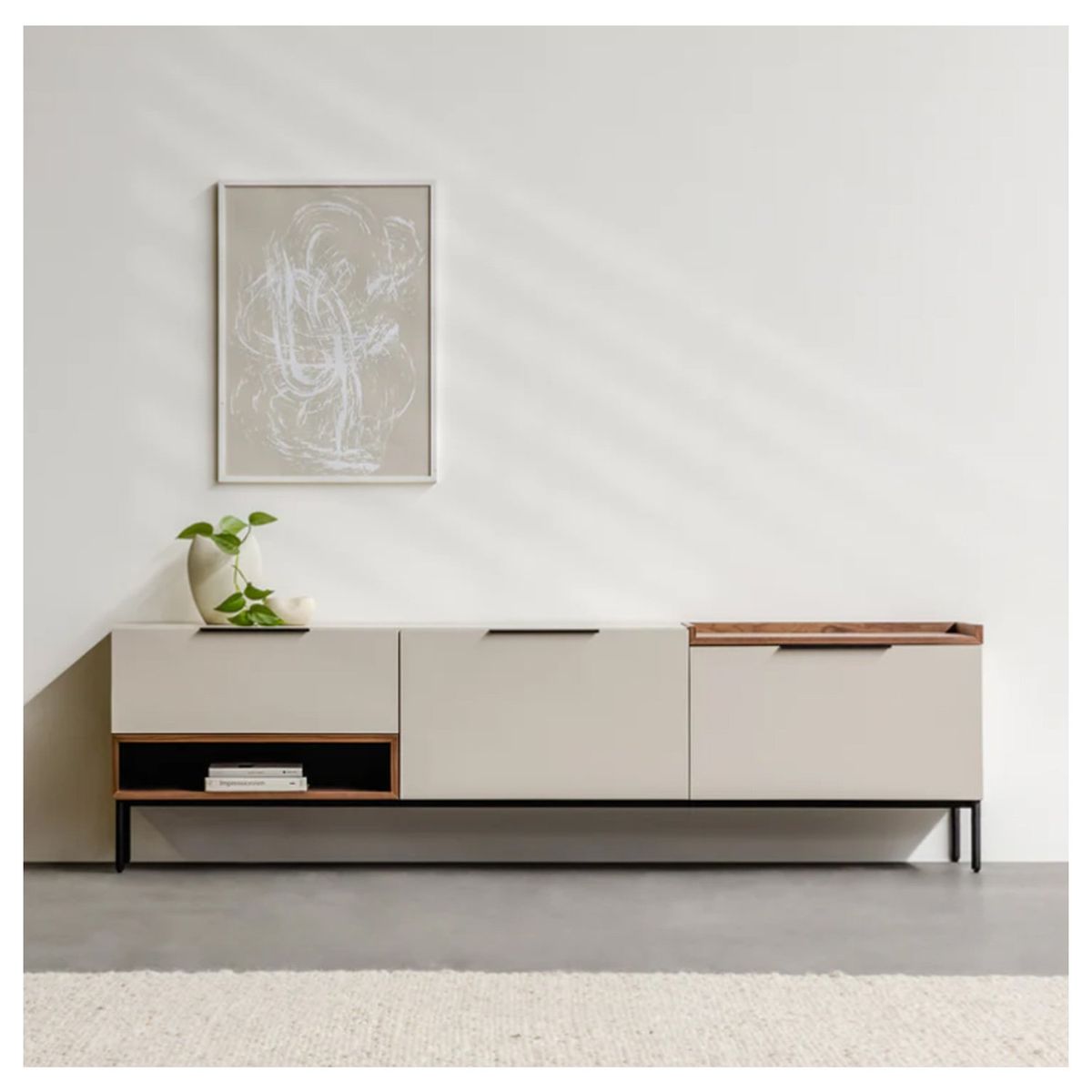 VENTITAS HOME - Mesa de Tv 77” Rekna Ventitas Home Gris Suave y Gales