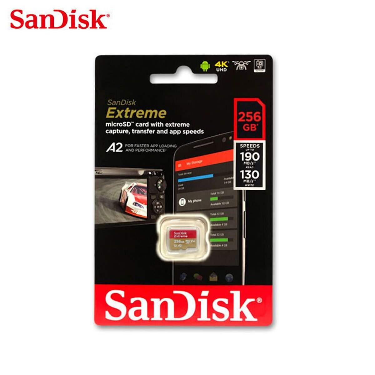 SANDISK - Sandisk Memoria Micro SD Extreme 256GB UHS-I U3 A2 190Mbps
