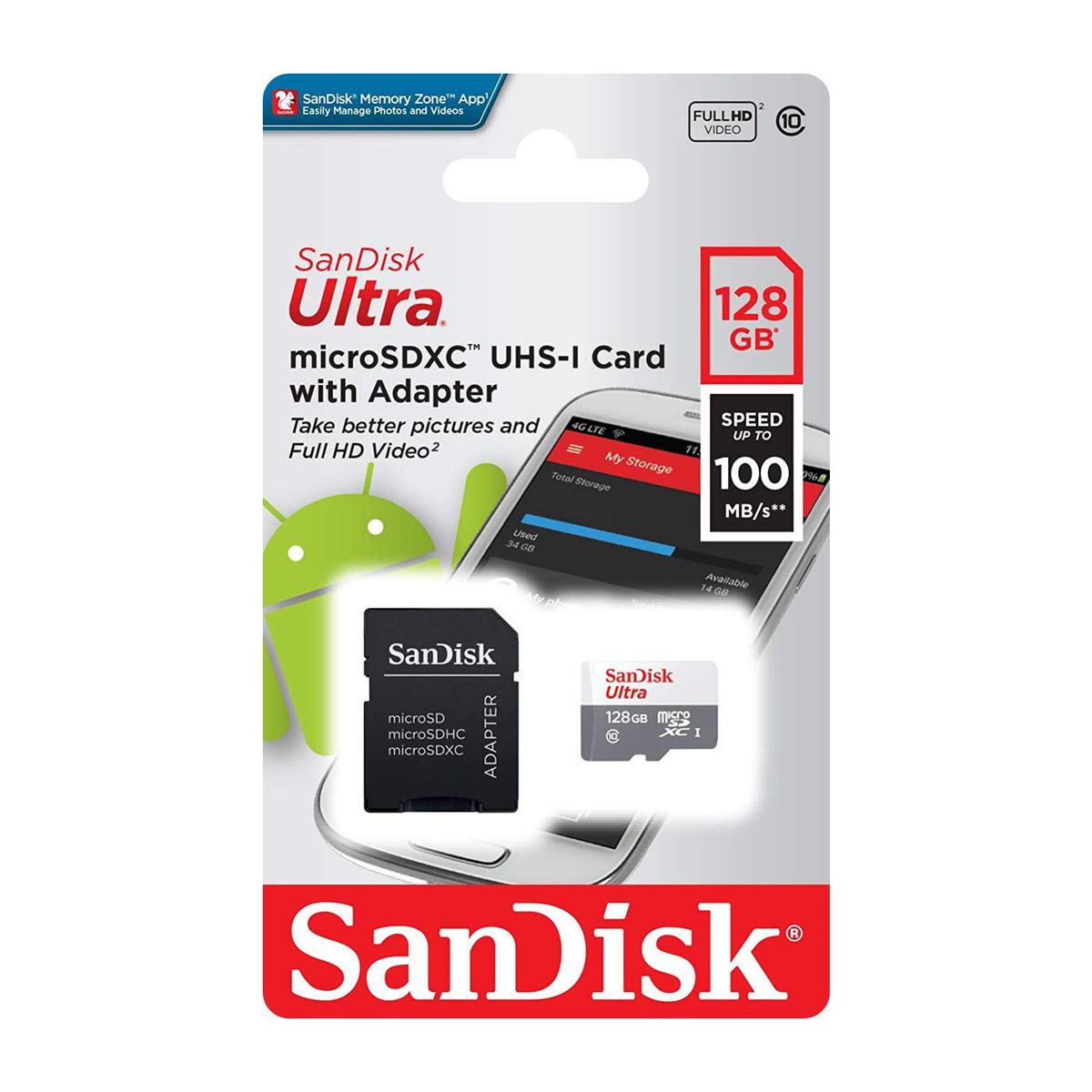 SANDISK - Sandisk Memoria MicroSD Ultra 128GB C-10 C-Adaptador 100mbS