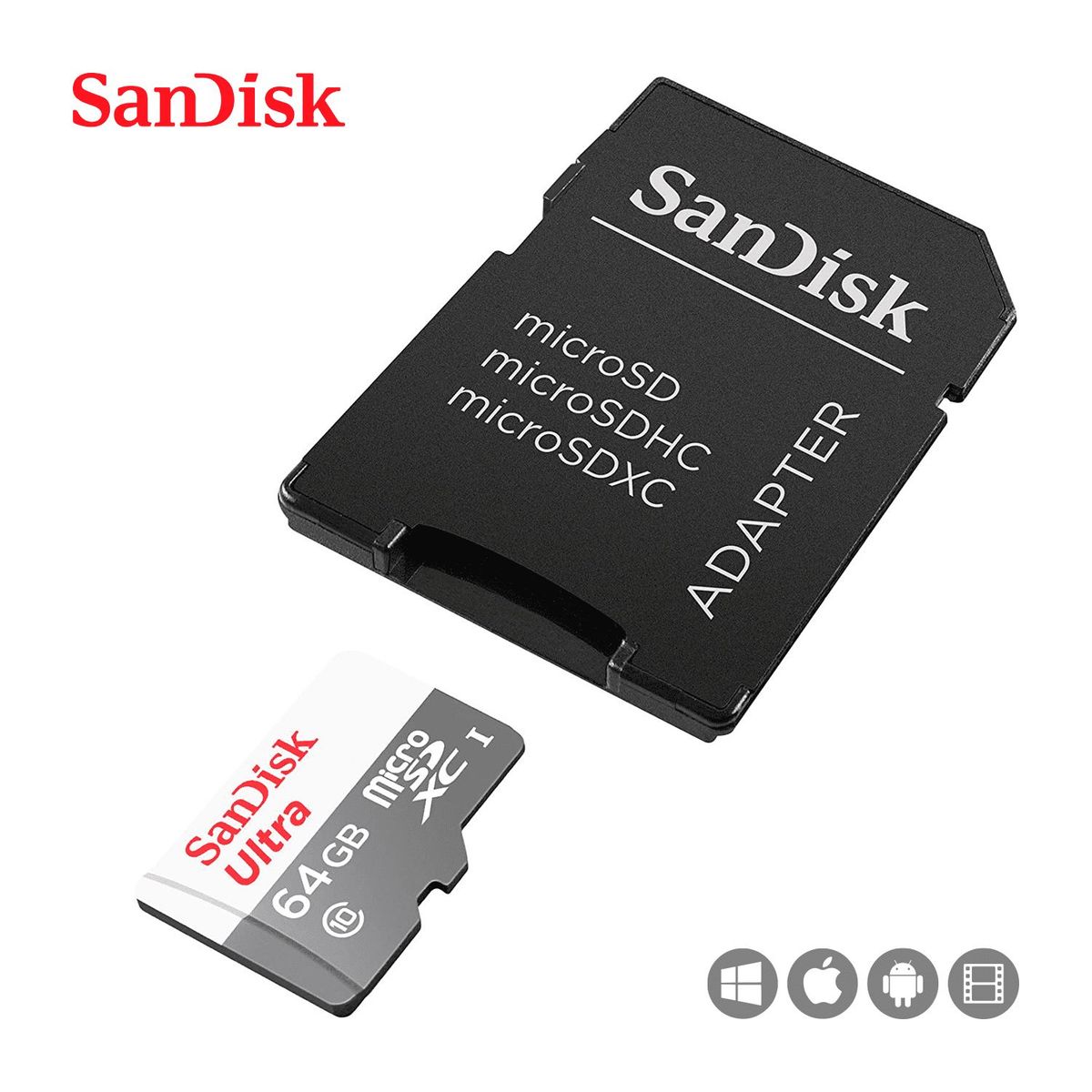 SANDISK - SandiskMemoria MicroSD Ultra 64GB UHS-I C Adaptador 100MbS