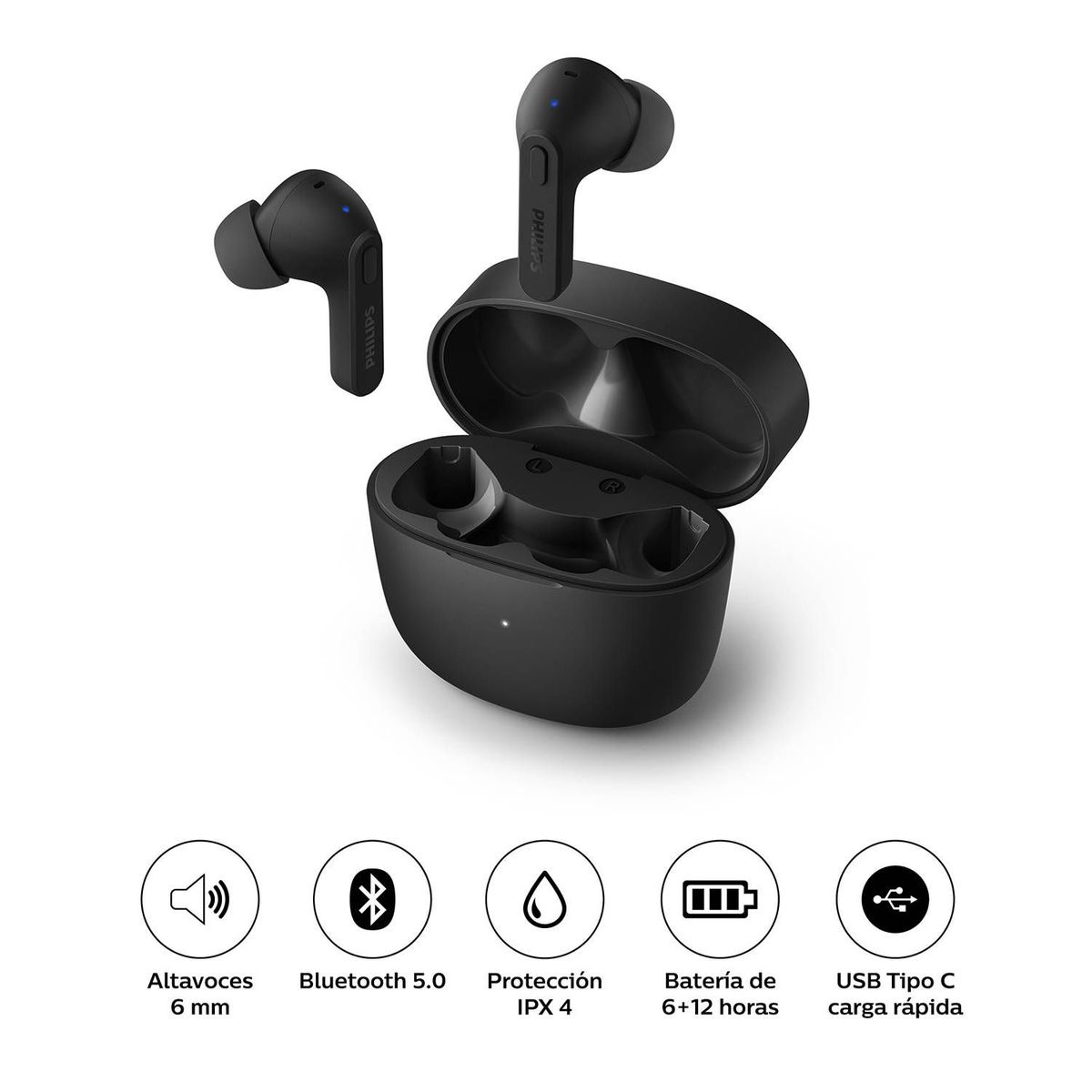 PHILIPS - Audífonos Bluetooth PHILIPS TAT2206 Negro