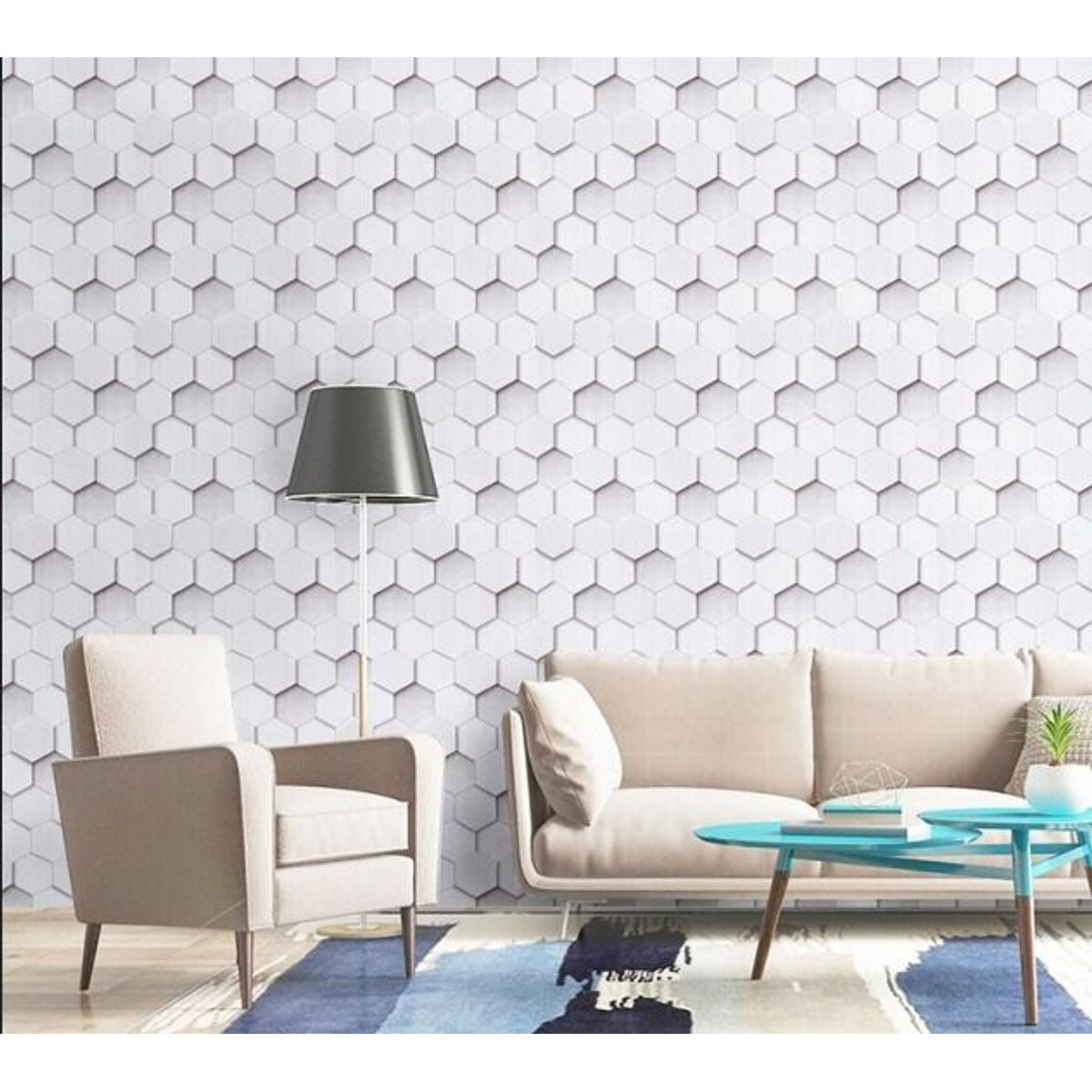 GENERICO - Papel tapiz autoadhesivo - Patrón hexagonal grises- ROLLO 10m x 45cm