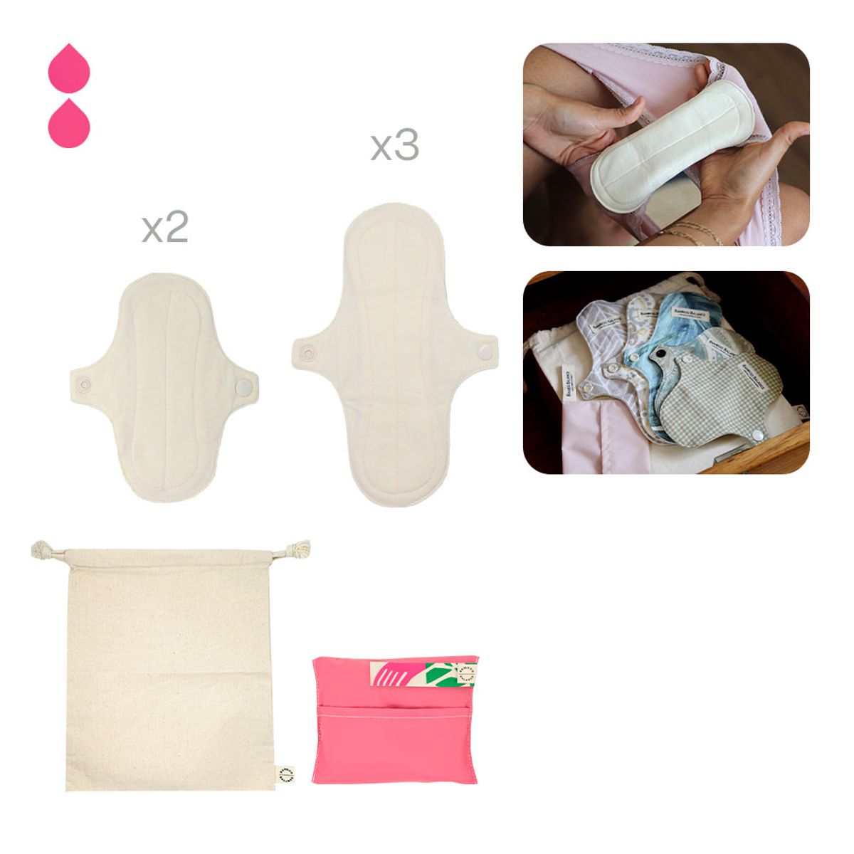 BAMBOO BALANCE - Toalla Higiénica Femenina de Tela Bamboo Balance Pack Flujo Leve Crema